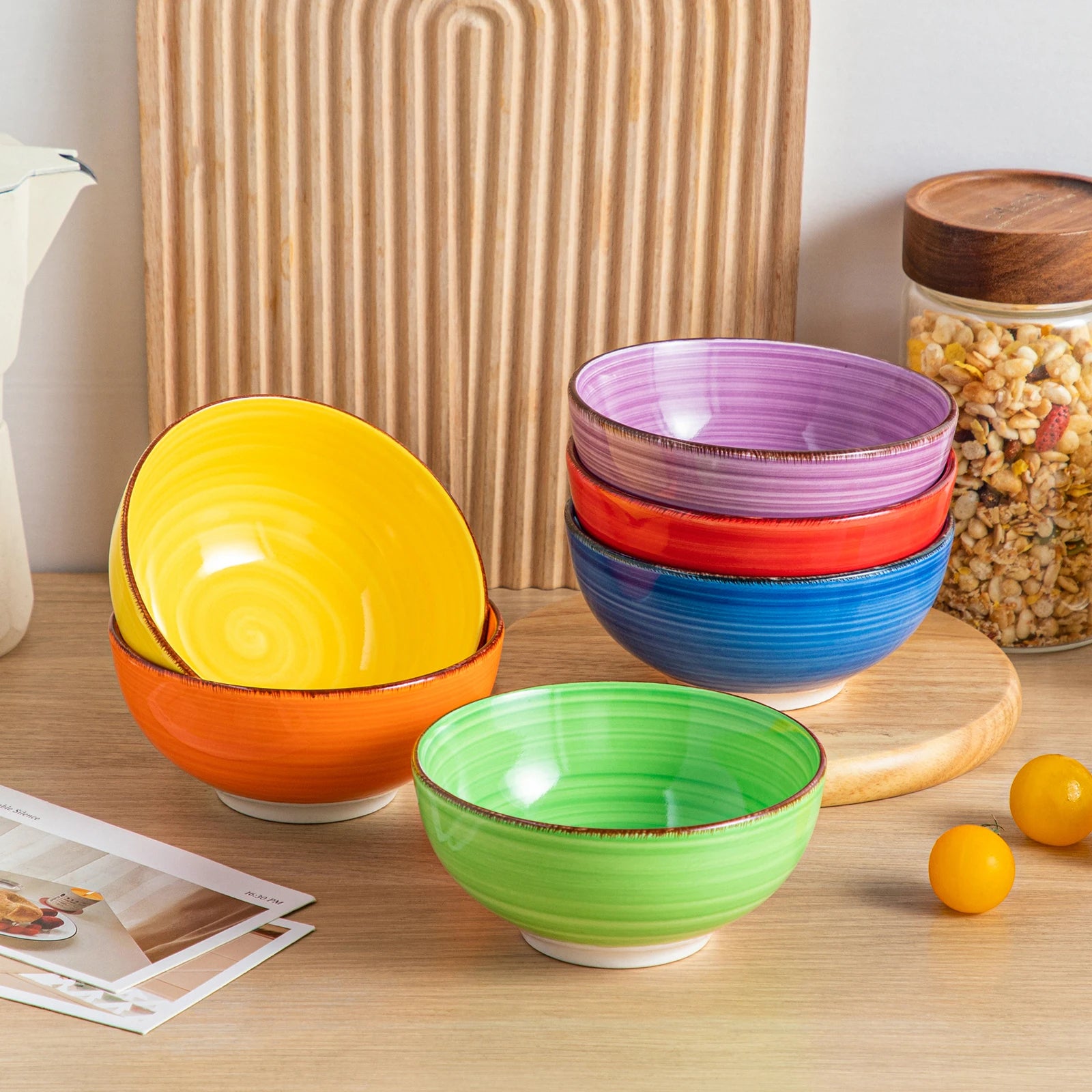 Vancasso Bonita Porzellan-Schüsseln 6-teilig 380ml/820ml Vintage Handbemalt – Suppe, Obst, Nudel, Ramen Geschirrsets Europa CE-zertifiziert Premium Qualitaet Kostenloser Versand