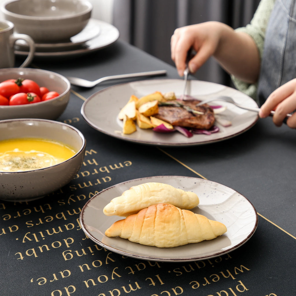 Vancasso Navia Grau 16/32/48-Stück Keramik Steinzeug Geschirr Set mit Teller, Dessert Platte, 800ml Schüssel, Becher Geschirr Set Geschirrsets Europa CE-zertifiziert Premium Qualitaet Kostenloser Versand