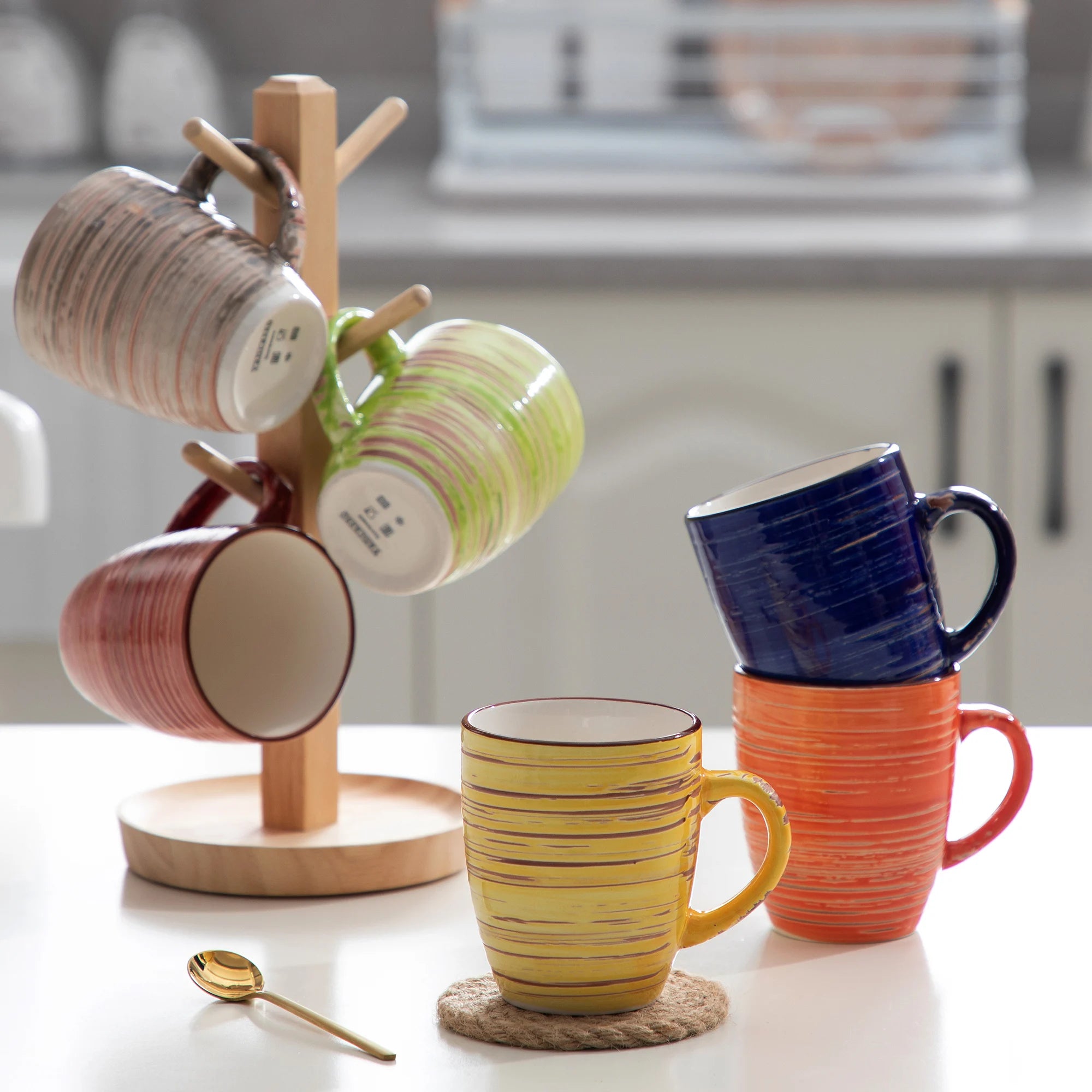 Vancasso Albero Vintage Kaffeetassen 6-teilig Shabby Chic – Milchbecher Service Geschirrsets Europa CE-zertifiziert Premium Qualitaet Kostenloser Versand