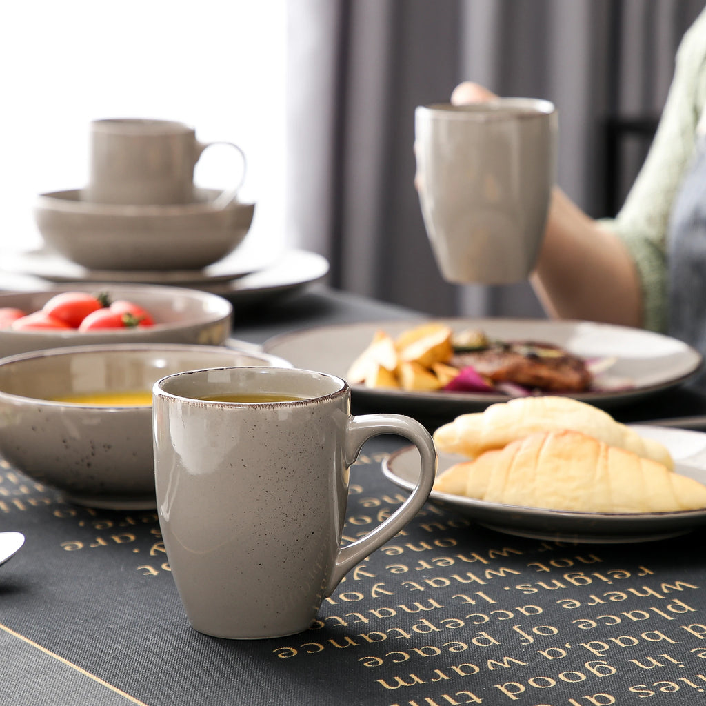 Vancasso Navia Grau 16/32/48-Stück Keramik Steinzeug Geschirr Set mit Teller, Dessert Platte, 800ml Schüssel, Becher Geschirr Set Geschirrsets Europa CE-zertifiziert Premium Qualitaet Kostenloser Versand