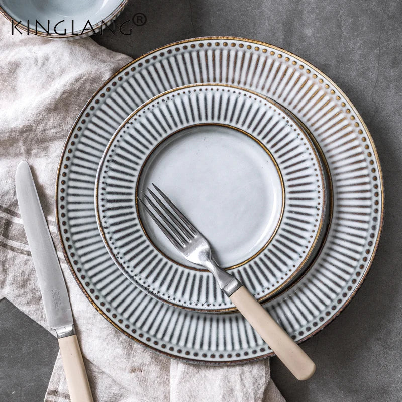 KINGLANG Hochzeitsgeschirr Set Keramik Geschirrsets Europa CE-zertifiziert Premium Qualitaet Kostenloser Versand