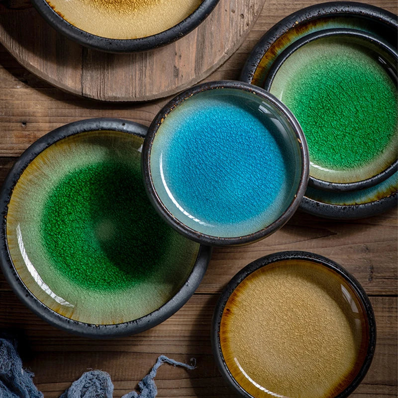 KINGLANG Sushi Teller Ice Split Glasur Keramik Geschirrsets Europa CE-zertifiziert Premium Qualitaet Kostenloser Versand