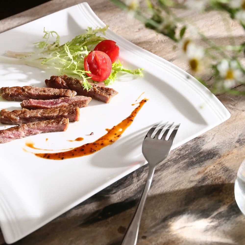 Porzellan MALACASA, Serie Flora, 6/12 Stück 10,25" Elfenbeinweißes Porzellan China Keramik Cremeweiße Speiseteller Geschirrsets Europa CE-zertifiziert Premium Qualitaet Kostenloser Versand