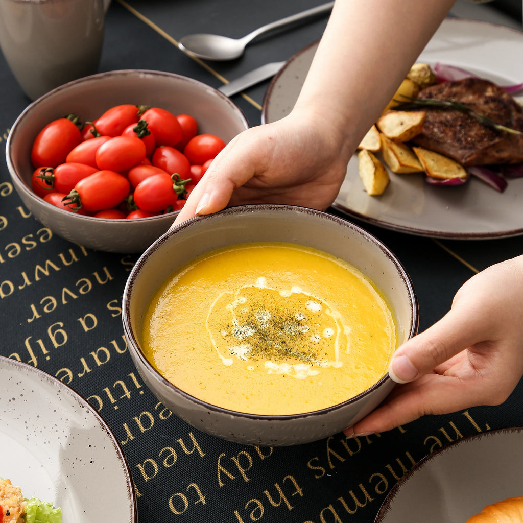 Vancasso Navia Grau 16/32/48-Stück Keramik Steinzeug Geschirr Set mit Teller, Dessert Platte, 800ml Schüssel, Becher Geschirr Set Geschirrsets Europa CE-zertifiziert Premium Qualitaet Kostenloser Versand