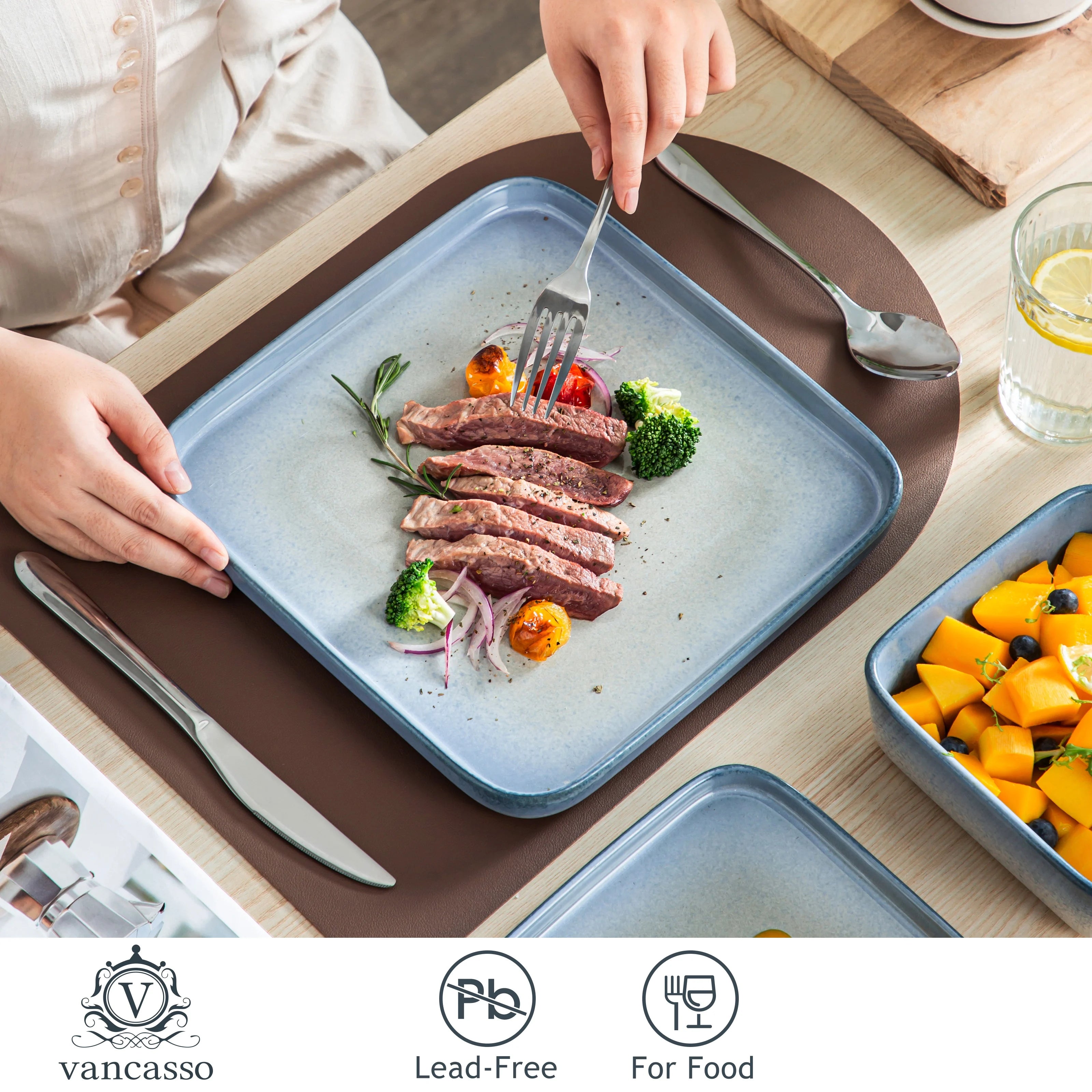 Vancasso Keramik-Geschirrset 16/32-teilig Gelb Steinzeug – Teller, Dessert, Schüssel, Becher Geschirrsets Europa CE-zertifiziert Premium Qualitaet Kostenloser Versand