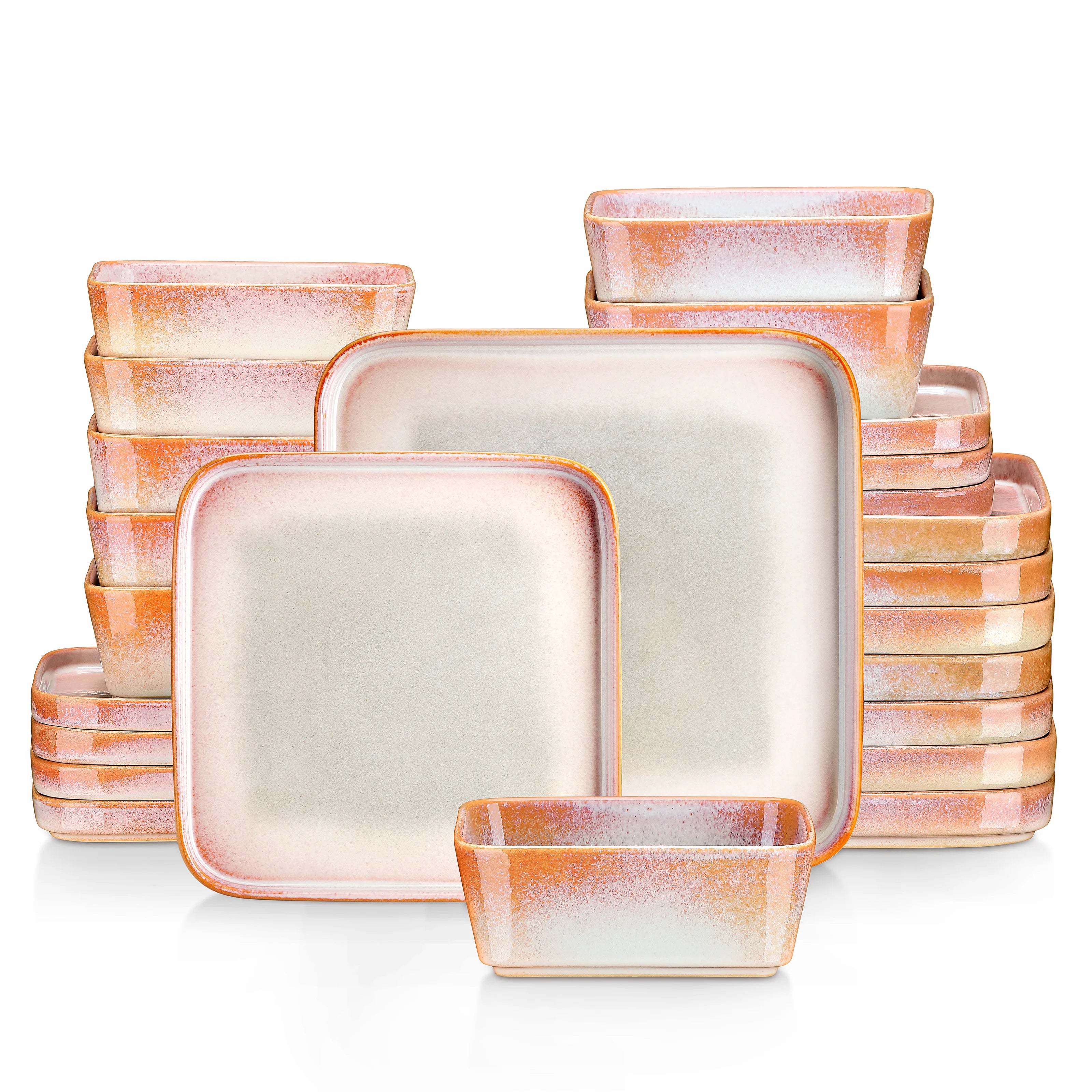 Vancasso Keramik-Geschirrset 16/32-teilig Gelb Steinzeug – Teller, Dessert, Schüssel, Becher Geschirrsets Europa CE-zertifiziert Premium Qualitaet Kostenloser Versand