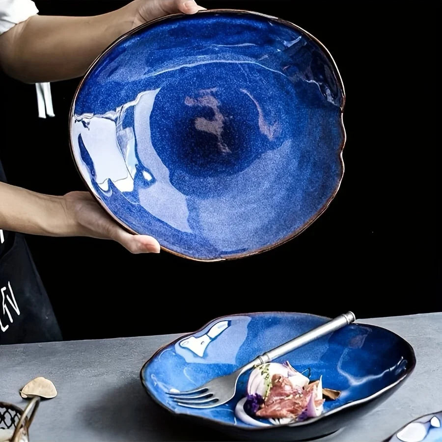 KINGLANG Nordic Keramikteller Unregelmäßig Geschirrsets Europa CE-zertifiziert Premium Qualitaet Kostenloser Versand