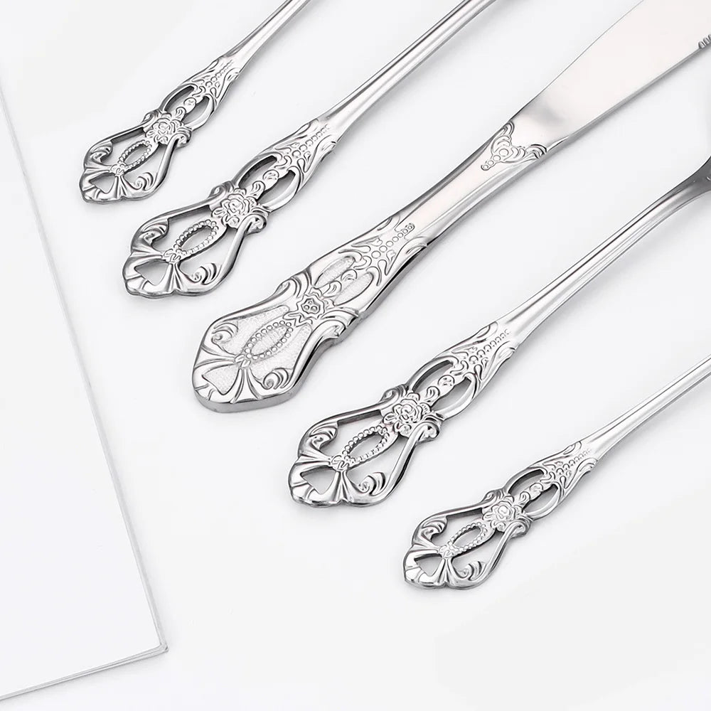 Premium Edelstahl Silber Besteckset Luxus 6/24/30-teilig Geschirrsets Europa CE-zertifiziert Premium Qualitaet Kostenloser Versand