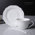 180ML. Espressotasse aus weiß geprägtem Porzellan mit Untertasse, Teetassen und Untertassen aus Keramik, Tasse-Café, englische Weihnachtstasse Geschirrsets Europa CE-zertifiziert Premium Qualitaet Kostenloser Versand