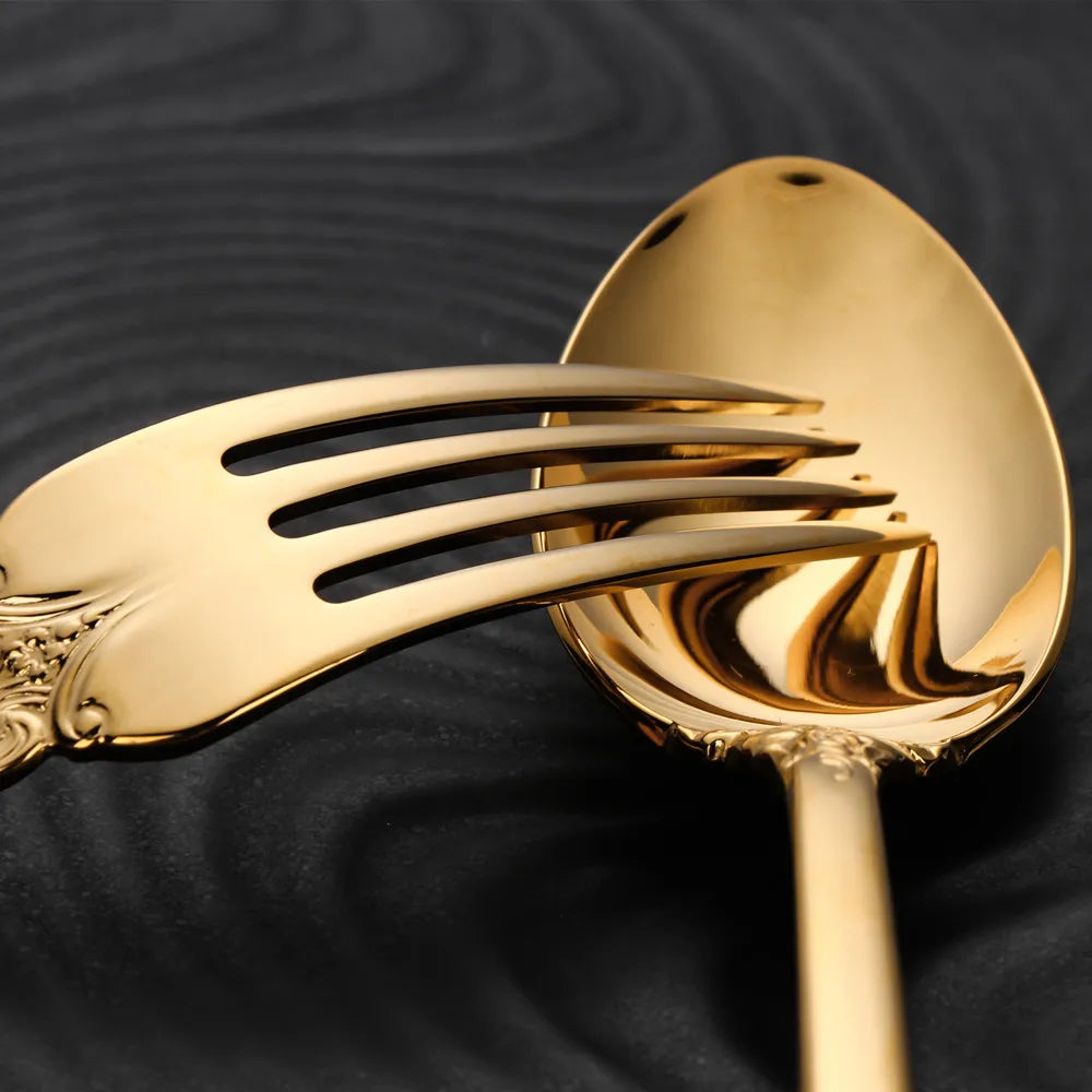 Premium Edelstahl Vintage Silberbesteck-Set Barock 18/10 Geschirrsets Europa CE-zertifiziert Premium Qualitaet Kostenloser Versand