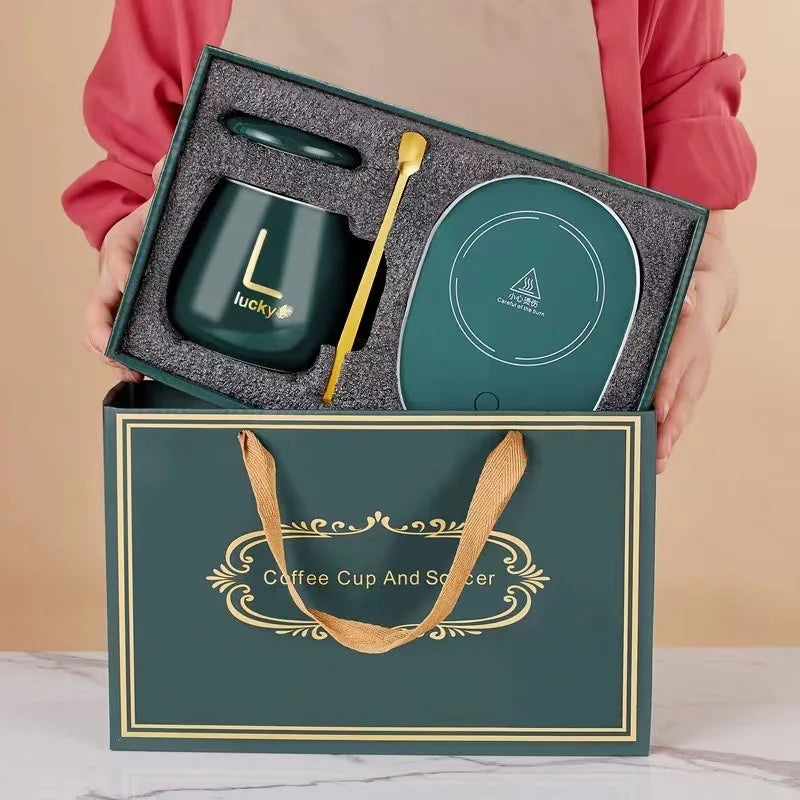 Premium Isolierte Kaffeetasse mit Temperaturregelung 55°C – Keramik Geschenk-Set Geschirrsets Europa CE-zertifiziert Premium Qualitaet Kostenloser Versand