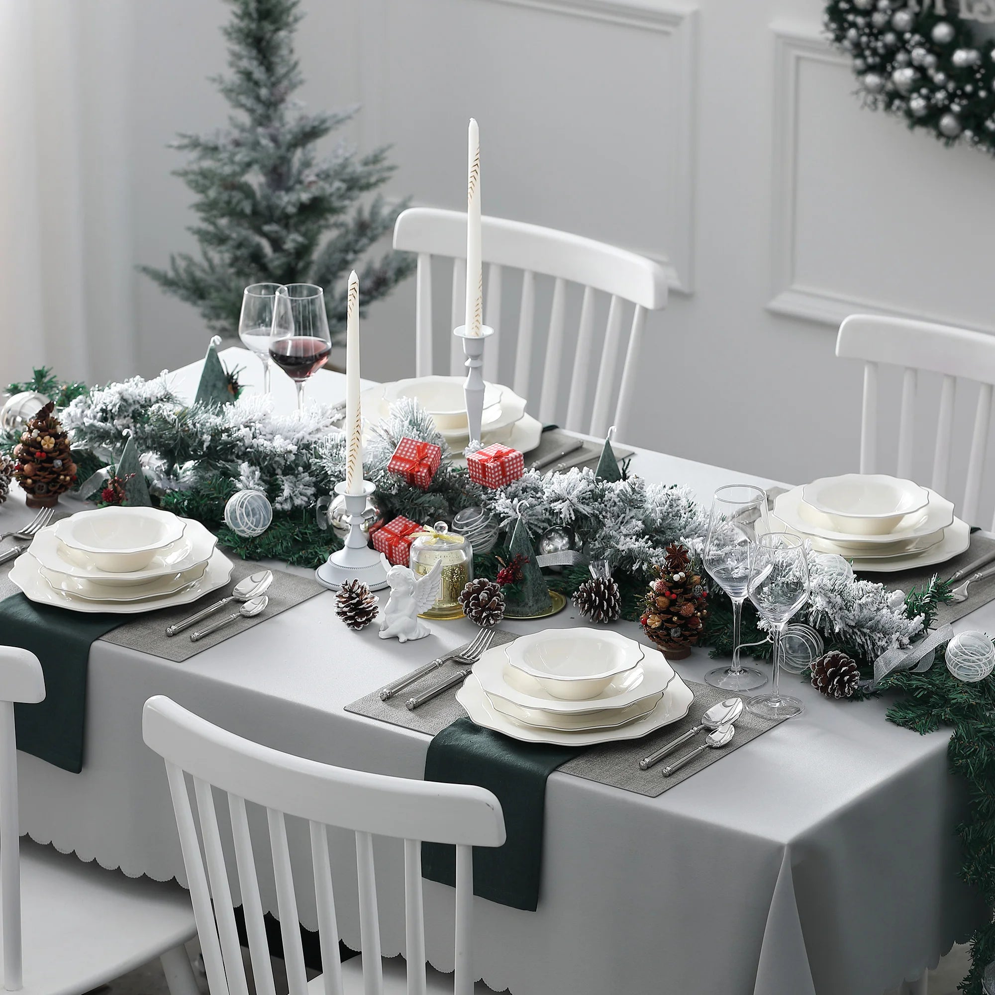 Porzellan MALACASA 16/32-TEILIGES nordisches europäisches goldenes Rand-Geschirrset aus weißem Porzellan mit Schüssel, Abendessen, Dessert und Suppenteller-Set für 4/8 Geschirrsets Europa CE-zertifiziert Premium Qualitaet Kostenloser Versand