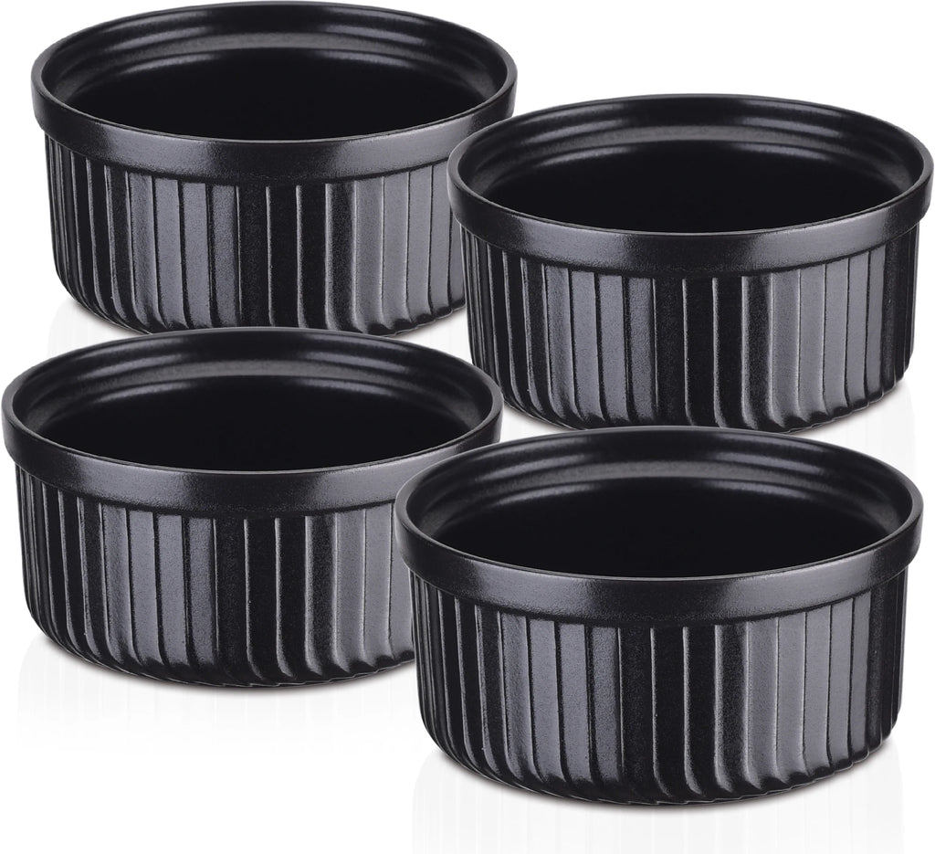 Vancasso Keramik-Ramekins 6er-Set 70/180/320ml Schwarz – Creme Brulee, Pudding, Soufflé Geschirrsets Europa CE-zertifiziert Premium Qualitaet Kostenloser Versand