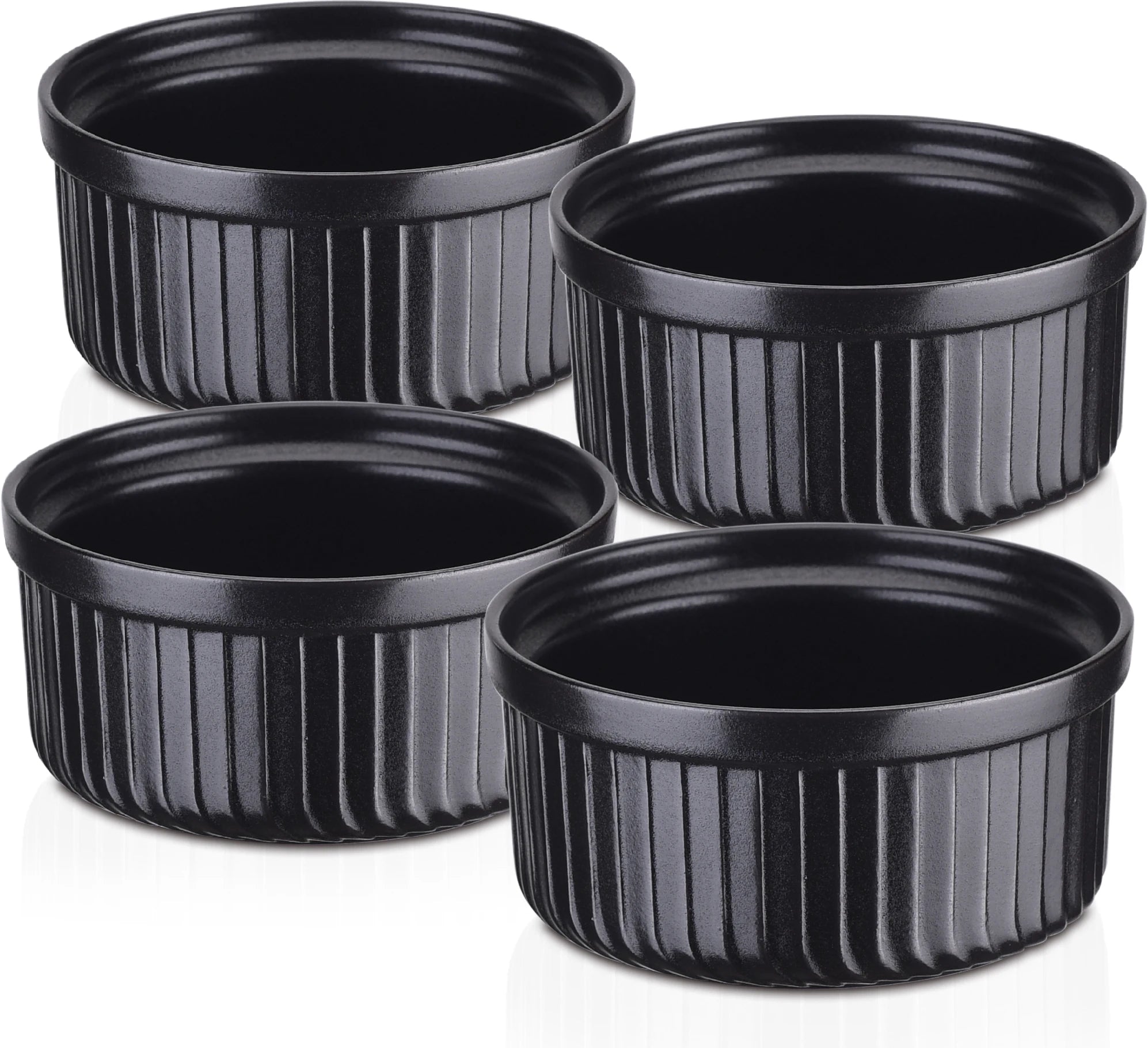 Vancasso Keramik-Ramekins 6er-Set 70/180/320ml Schwarz – Creme Brulee, Pudding, Soufflé Geschirrsets Europa CE-zertifiziert Premium Qualitaet Kostenloser Versand