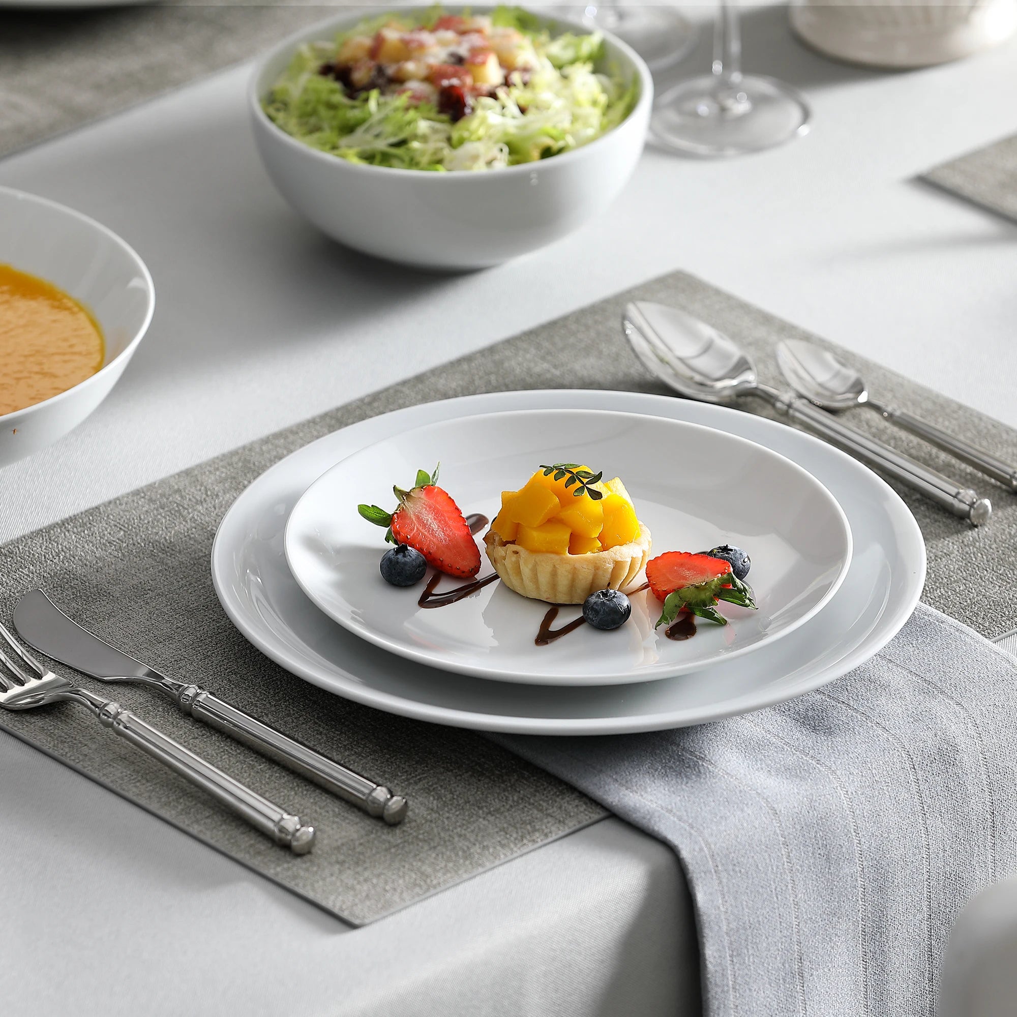 Porzellan MALACASA AMELIA 24/48-teiliges Porzellan-Teller-Set mit 12 x Suppen-Essteller, Geschirrset, Service für 12/24 Personen Geschirrsets Europa CE-zertifiziert Premium Qualitaet Kostenloser Versand