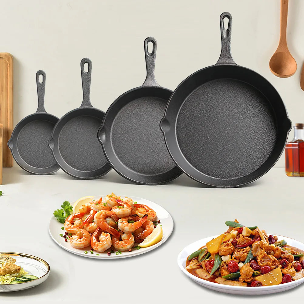 4-teiliges Gusseisen Wok-Set Geschirrsets Europa CE-zertifiziert Premium Qualitaet Kostenloser Versand