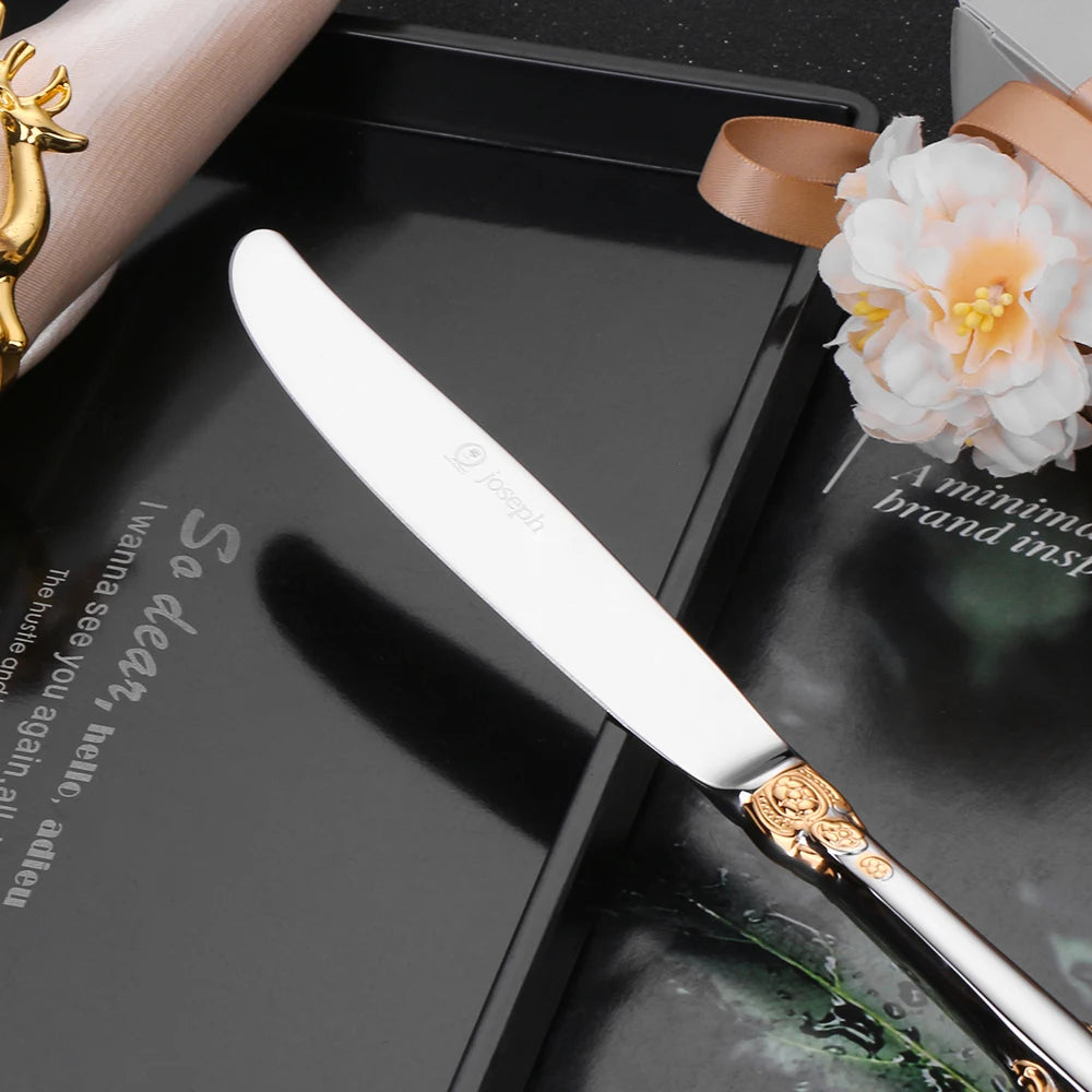 Premium Edelstahl Vintage Silberbesteck-Set Barock 18/10 Geschirrsets Europa CE-zertifiziert Premium Qualitaet Kostenloser Versand