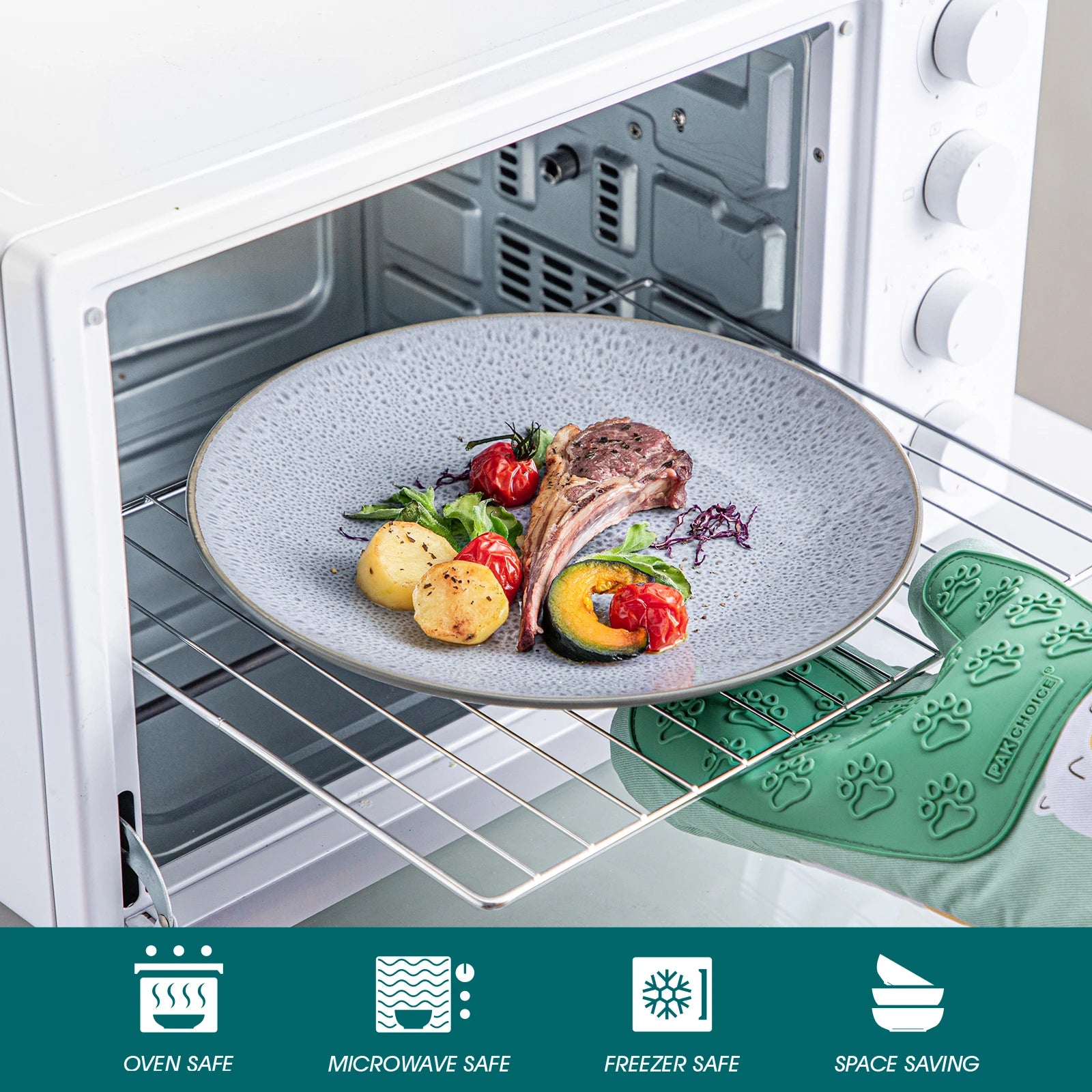 VANCASSO KARST 16/32/48-teiliges Geschirrset aus geprägtem Steinzeug mit Abendessen-/Dessertteller-/Suppenschüssel-/Becherservice für 4/8/12 Personen Geschirrsets Europa CE-zertifiziert Premium Qualitaet Kostenloser Versand