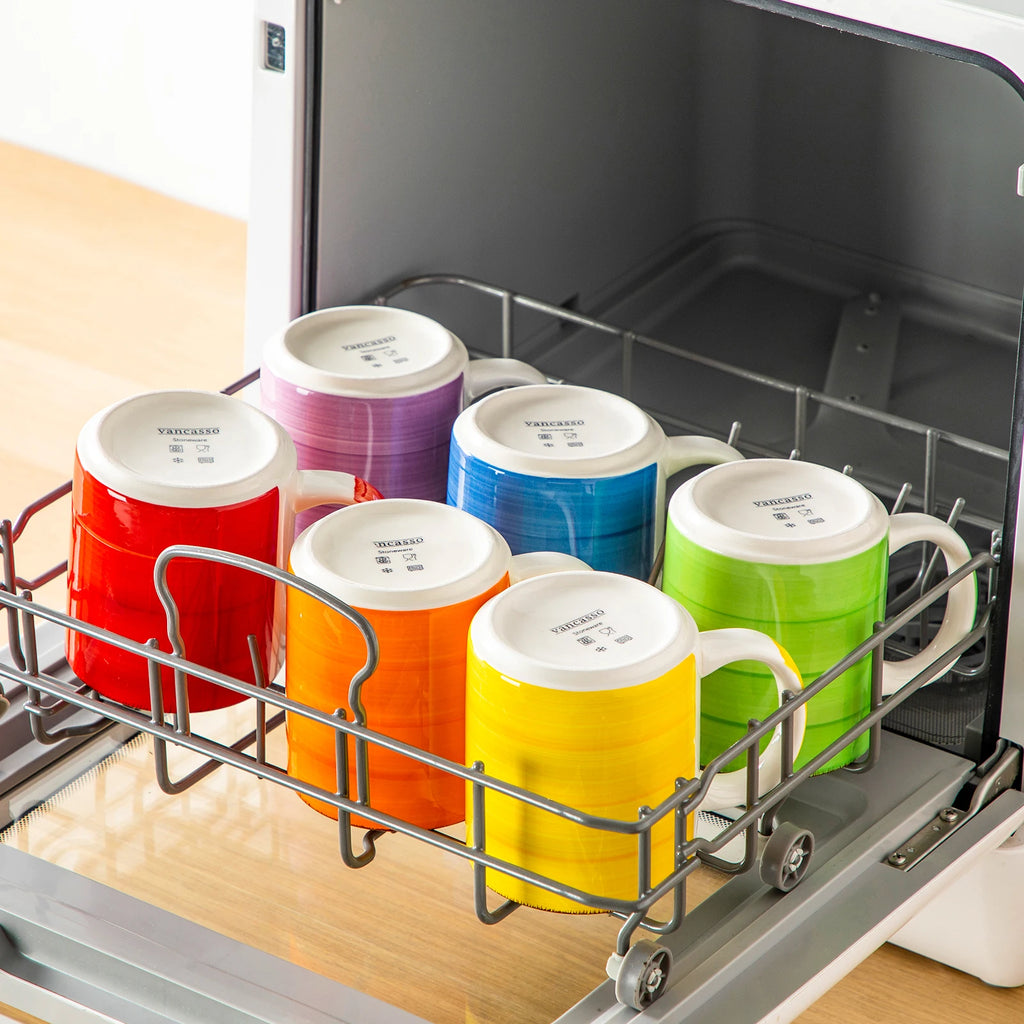 Vancasso Bonita Steinzeug-Tassen 6/12-teilig 500ml Mehrfarbig – Extra große Kaffeetassen Geschirrsets Europa CE-zertifiziert Premium Qualitaet Kostenloser Versand