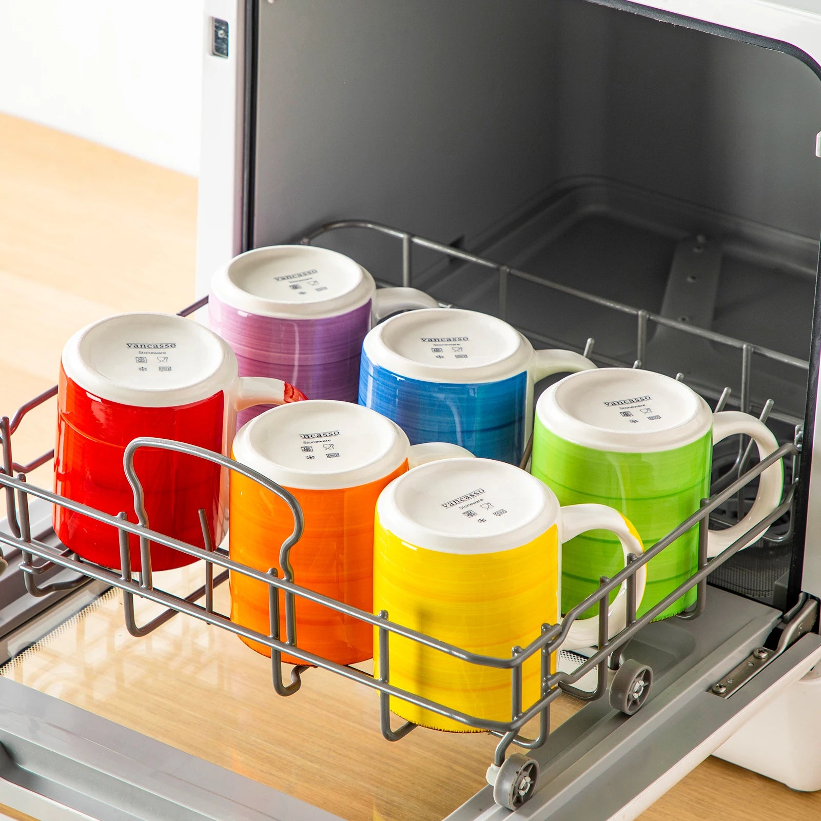 Vancasso Bonita Steinzeug-Tassen 6/12-teilig 500ml Mehrfarbig – Extra große Kaffeetassen Geschirrsets Europa CE-zertifiziert Premium Qualitaet Kostenloser Versand