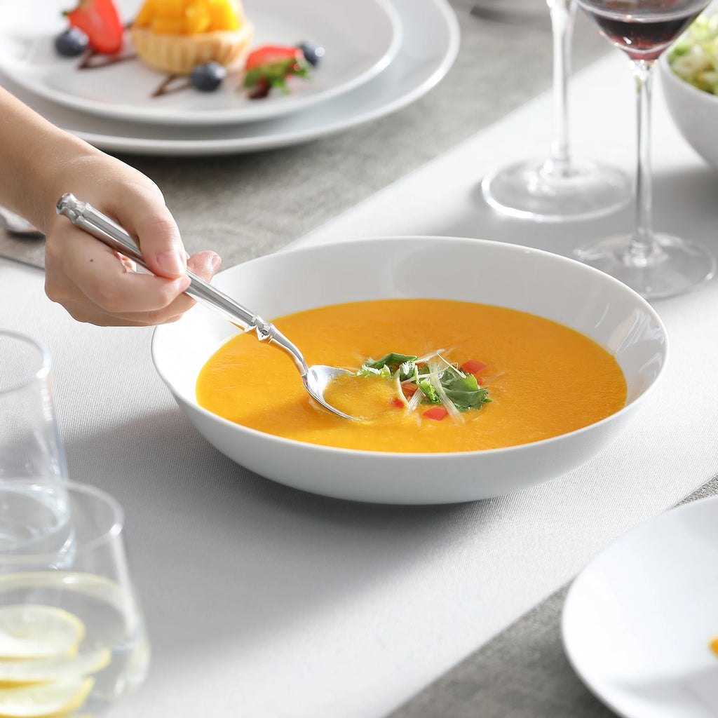 Porzellan MALACASA AMELIA 24/48-teiliges Porzellan-Teller-Set mit 12 x Suppen-Essteller, Geschirrset, Service für 12/24 Personen Geschirrsets Europa CE-zertifiziert Premium Qualitaet Kostenloser Versand