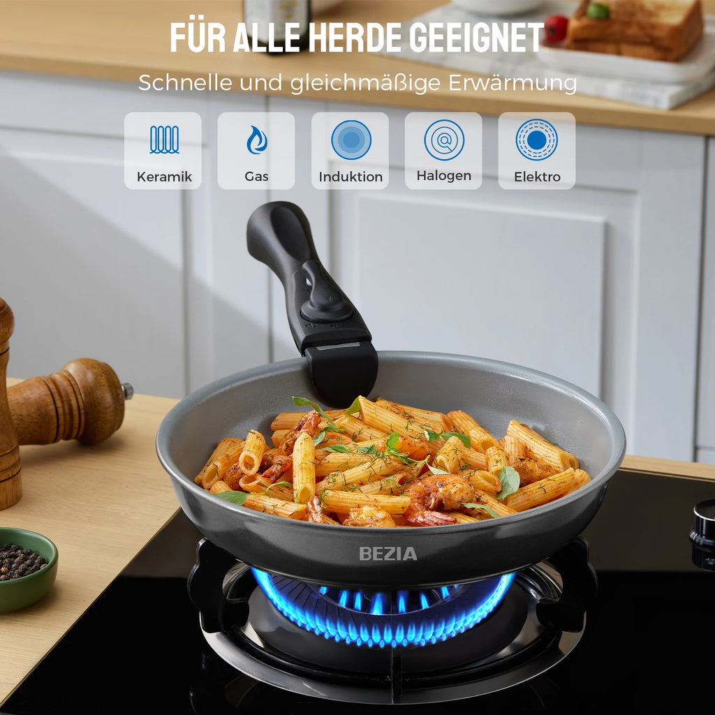 9-teiliges Pfannenset mit abnehmbarem Griff Geschirrsets Europa CE-zertifiziert Premium Qualitaet Kostenloser Versand