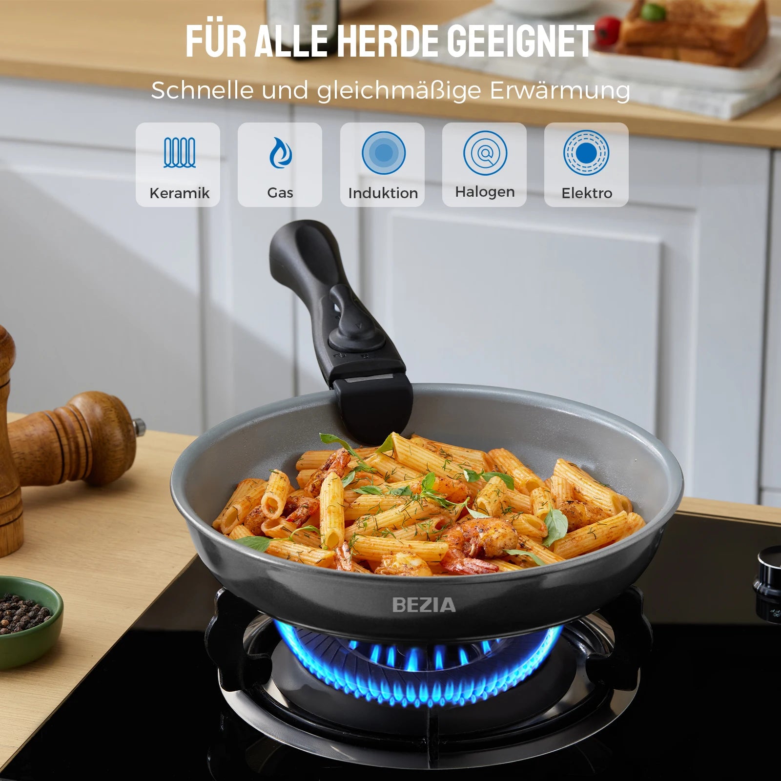 9-teiliges Pfannenset mit abnehmbarem Griff Geschirrsets Europa CE-zertifiziert Premium Qualitaet Kostenloser Versand