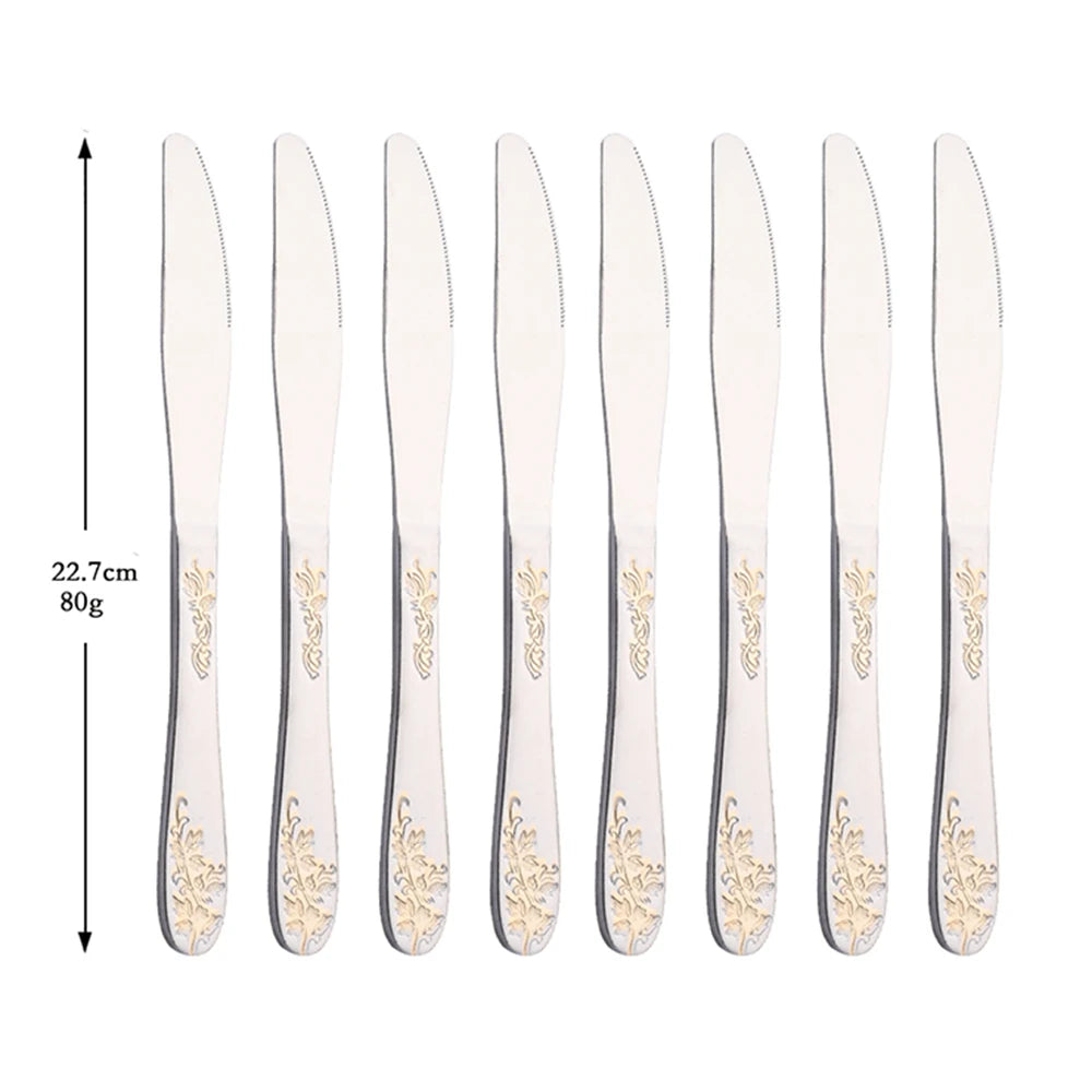 Premium Edelstahl Vintage Western Gold Besteckset 8/32-teilig Geschirrsets Europa CE-zertifiziert Premium Qualitaet Kostenloser Versand