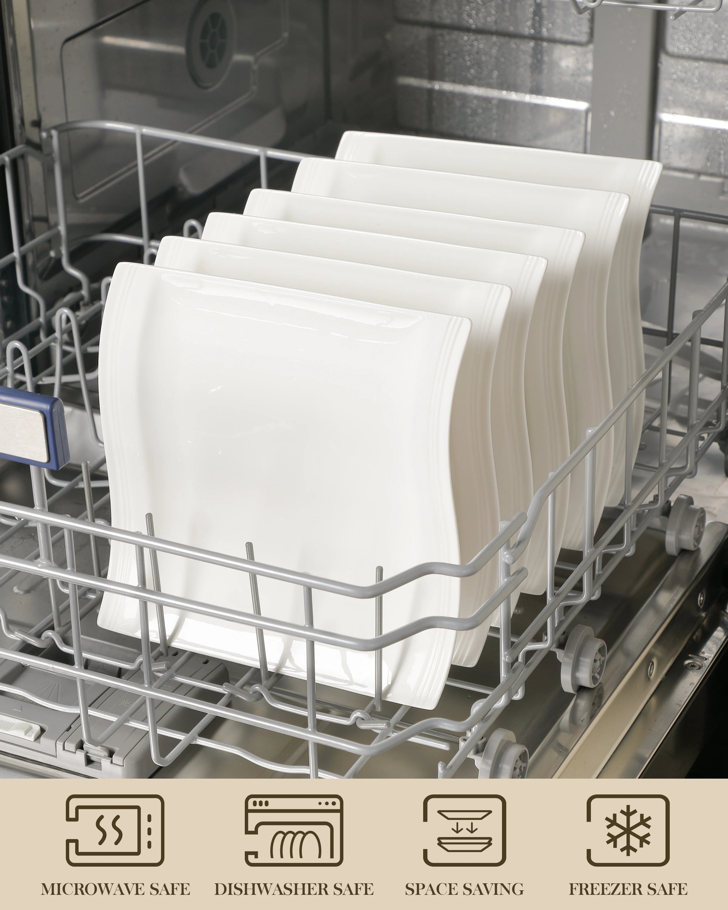 MALACASA, Serie Flora, 6/12 Stück 10,25" Elfenbeinweißes Porzellan China Keramik Cremeweiße Speiseteller Geschirrsets Europa CE-zertifiziert Premium Qualitaet Kostenloser Versand