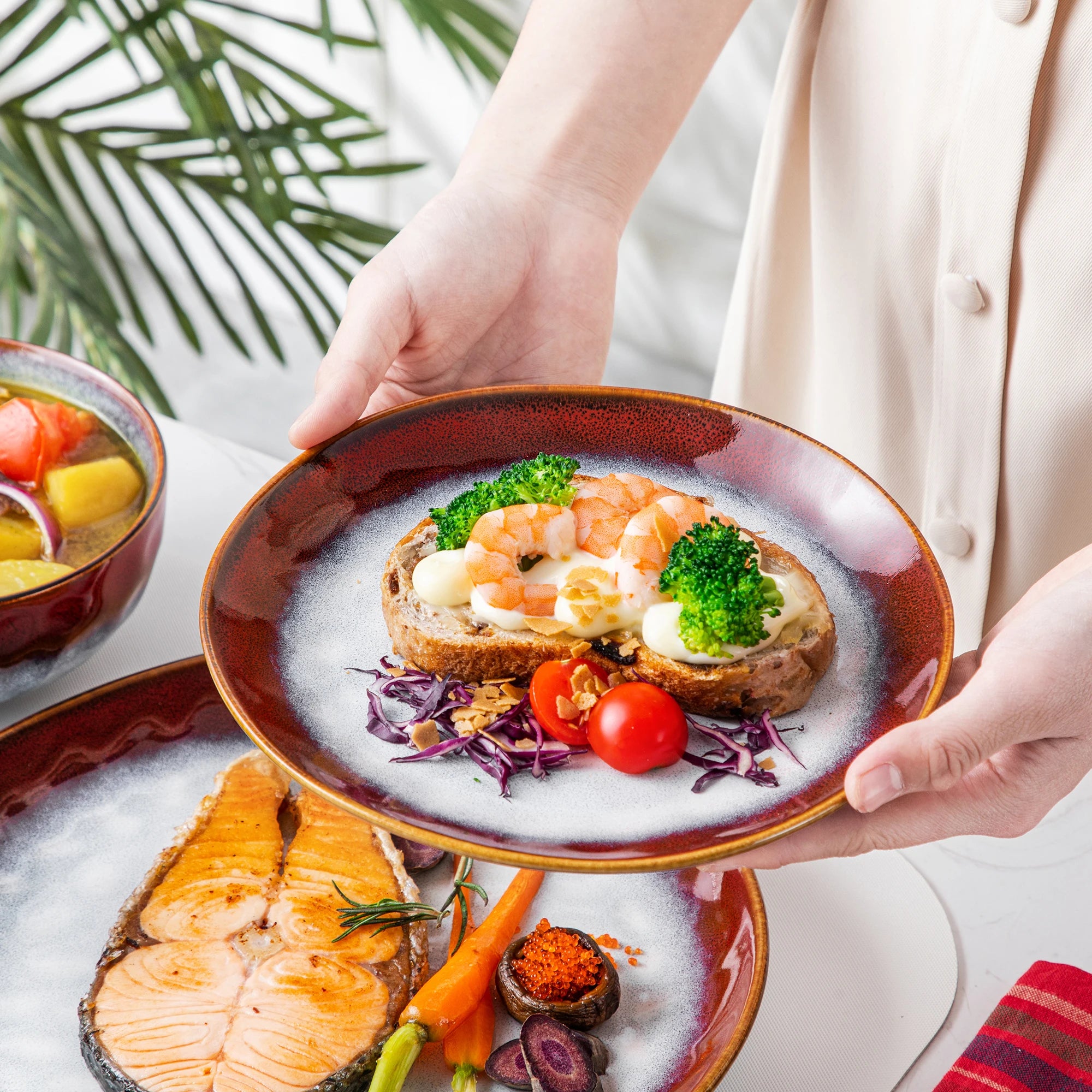 VANCASSO 16/32/48-teiliges Sternen-Geschirrset, Kiln Change Glaze Geschirr-Geschirrservice mit Speiseteller, Dessertteller, Schüssel, Becher Geschirrsets Europa CE-zertifiziert Premium Qualitaet Kostenloser Versand