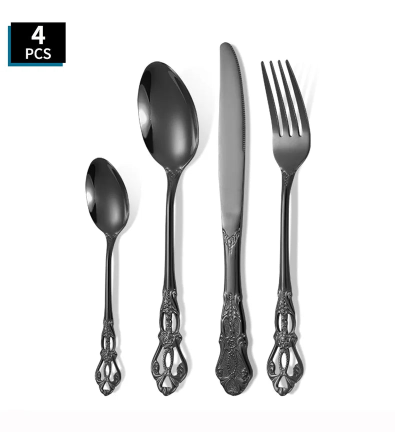 Gold Besteckset Royal 24/32-teilig Geschirrsets Europa CE-zertifiziert Premium Qualitaet Kostenloser Versand