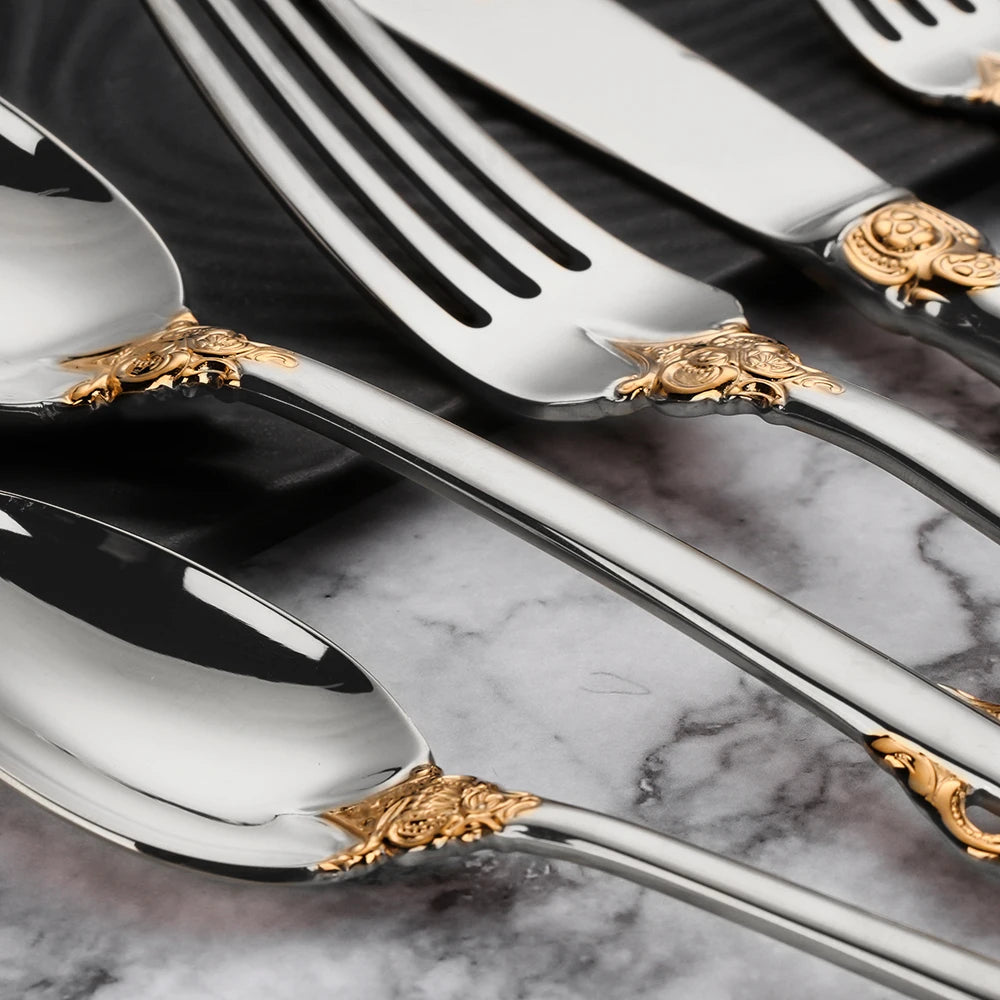 Premium Edelstahl 20-teiliges Barock Luxus Besteckset 18/10 Geschirrsets Europa CE-zertifiziert Premium Qualitaet Kostenloser Versand