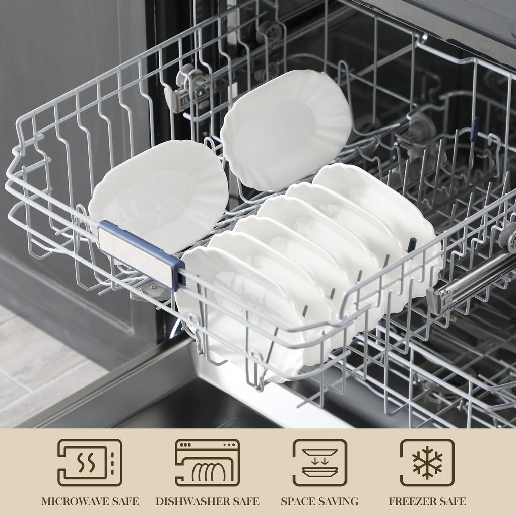 Porzellan MALACASA Regelmäßiger 8-teiliger 7,75-Zoll-Frühstückstablett aus weißem Porzellan aus Keramik, Speiseteller, Dessertteller, Kuchen, Kartoffelchips, Snackschalen Geschirrsets Europa CE-zertifiziert Premium Qualitaet Kostenloser Versand