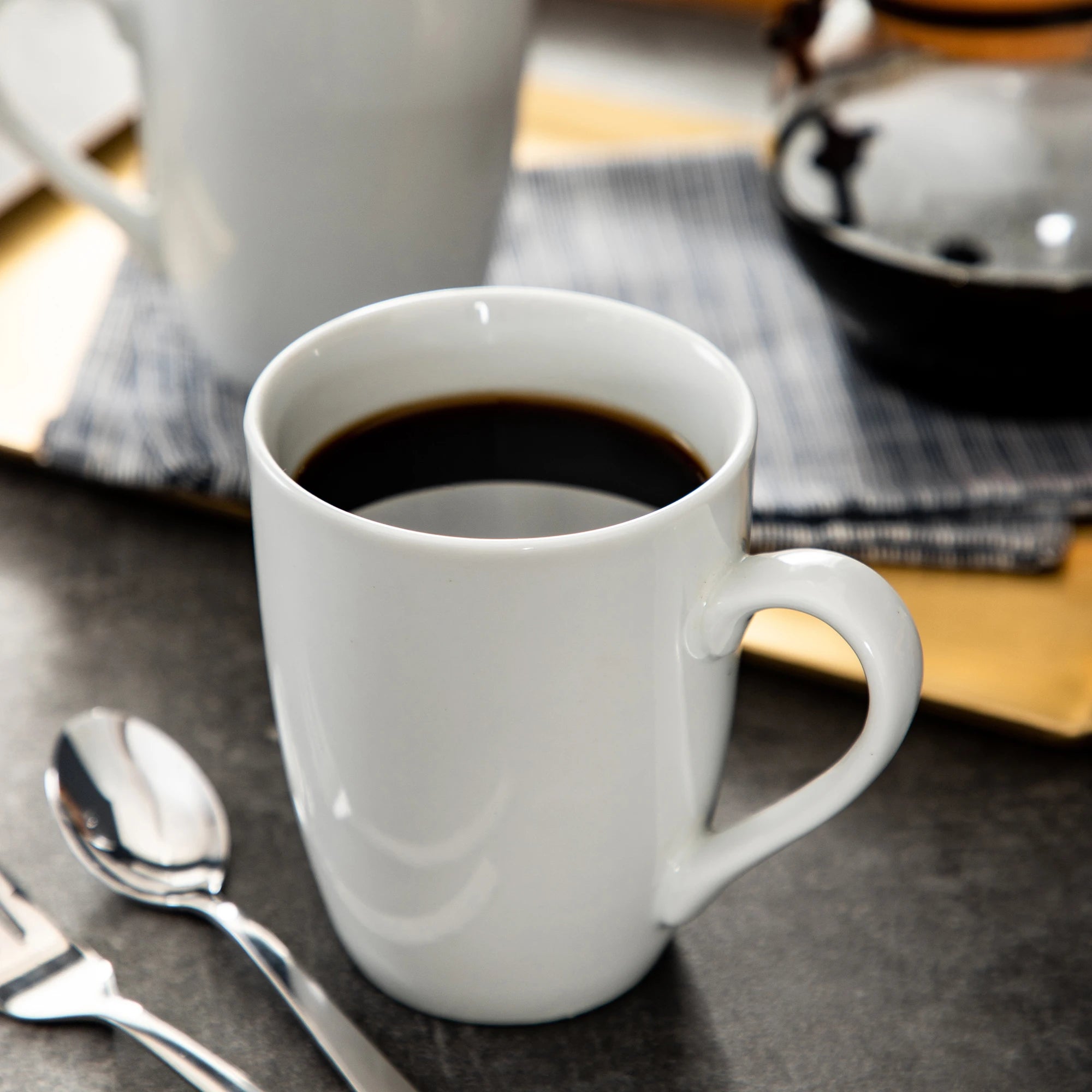 Malacasa Serie Elisa 6 Stück Elfenbein weiß Porzellan 360cc Kaffeetasse Milch Tasse Geschirrsets Europa CE-zertifiziert Premium Qualitaet Kostenloser Versand