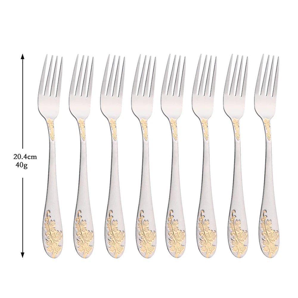 Vintage Western Gold Besteckset 8/32-teilig Geschirrsets Europa CE-zertifiziert Premium Qualitaet Kostenloser Versand