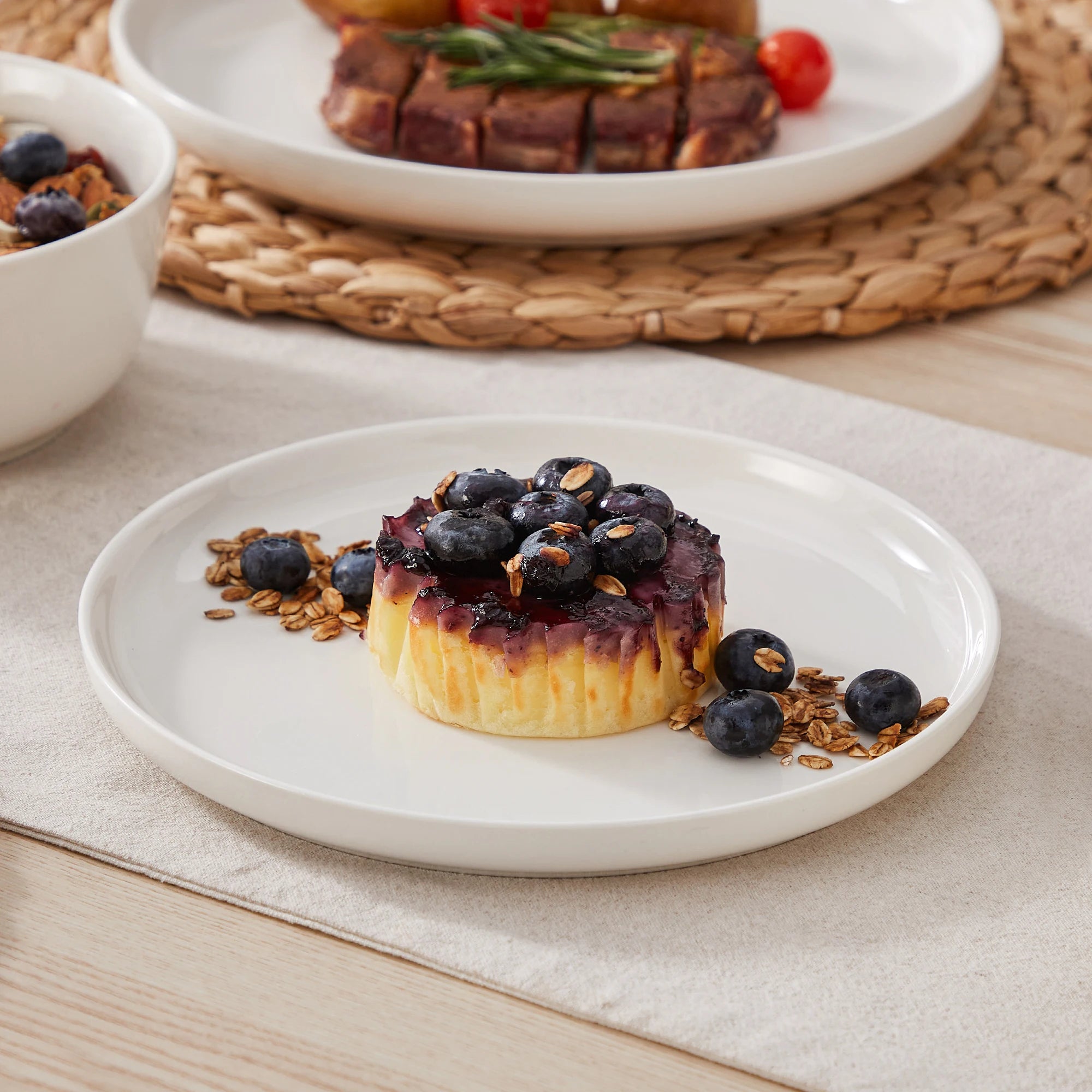 MALACASA 12/16/18/24 Stück Porzellanteller, Geschirrsets, Keramikteller-Set mit 4/6 Stück Speiseteller/Dessert/Müslieschüssel/Suppe Geschirrsets Europa CE-zertifiziert Premium Qualitaet Kostenloser Versand