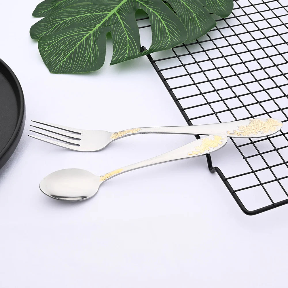 Vintage Western Gold Besteckset 8/32-teilig Geschirrsets Europa CE-zertifiziert Premium Qualitaet Kostenloser Versand