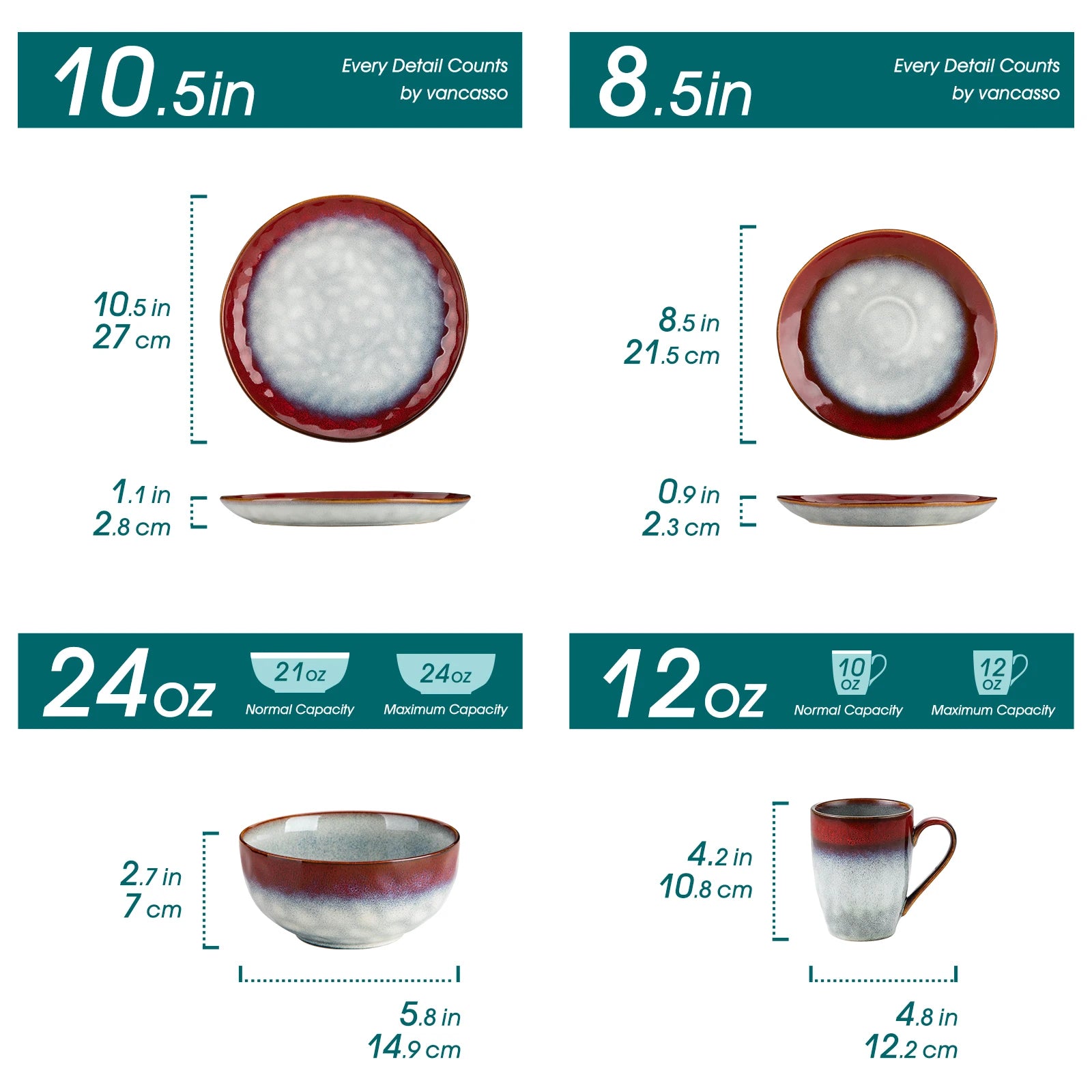 VANCASSO 16/32/48-teiliges Sternen-Geschirrset, Kiln Change Glaze Geschirr-Geschirrservice mit Speiseteller, Dessertteller, Schüssel, Becher Geschirrsets Europa CE-zertifiziert Premium Qualitaet Kostenloser Versand