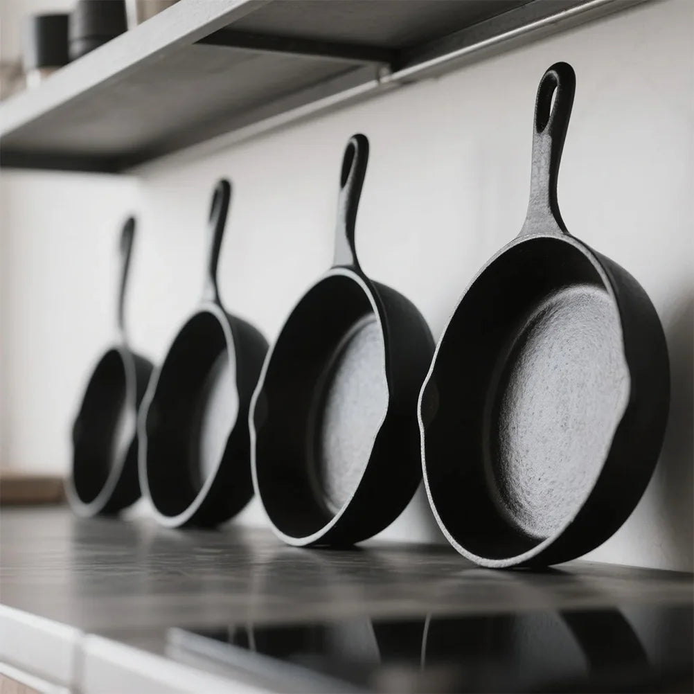 4-teiliges Gusseisen Wok-Set Geschirrsets Europa CE-zertifiziert Premium Qualitaet Kostenloser Versand