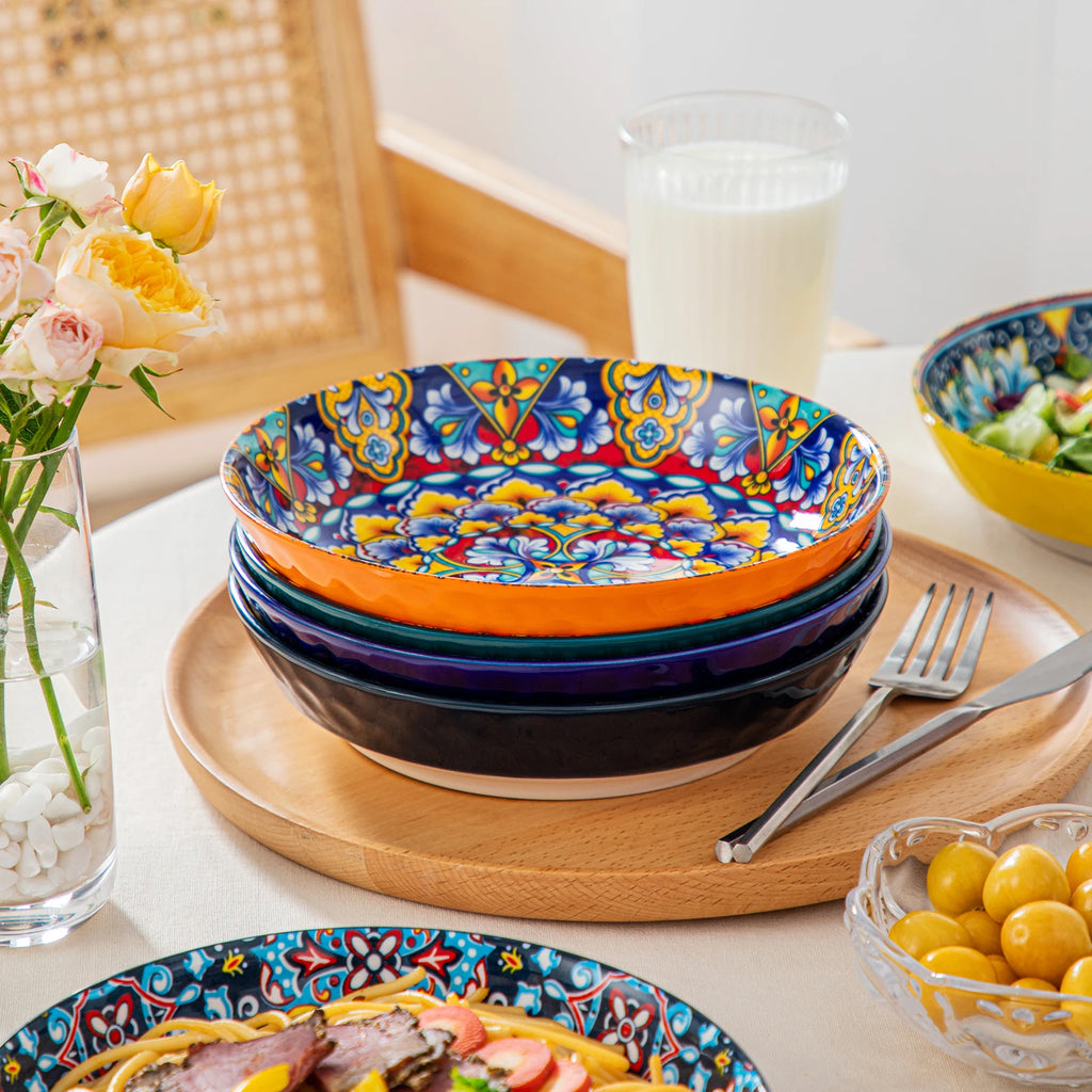 Vancasso Steinzeug-Teller-Set 12/16/18/24-teilig Grau-Blau Reaktivglasur – Speiseteller, Dessert, Schüssel Geschirrsets Europa CE-zertifiziert Premium Qualitaet Kostenloser Versand