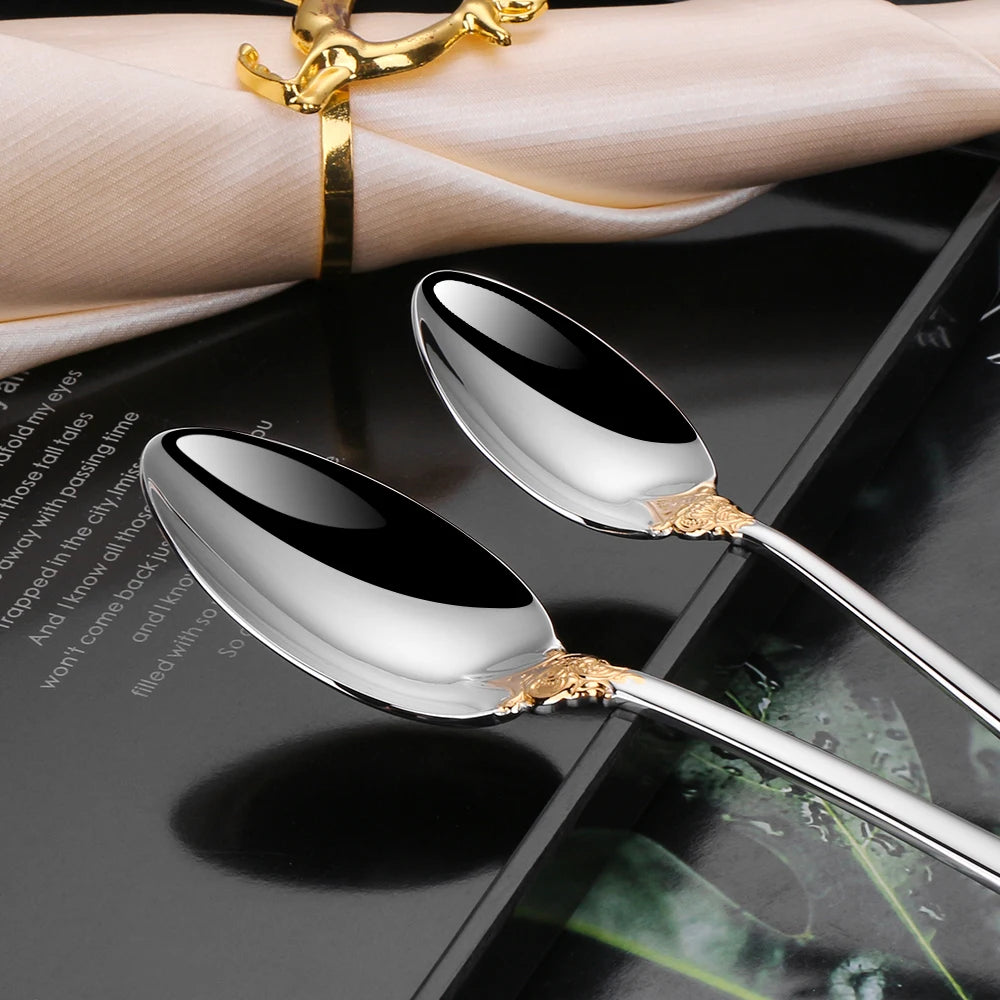 Premium Edelstahl Vintage Silberbesteck-Set Barock 18/10 Geschirrsets Europa CE-zertifiziert Premium Qualitaet Kostenloser Versand