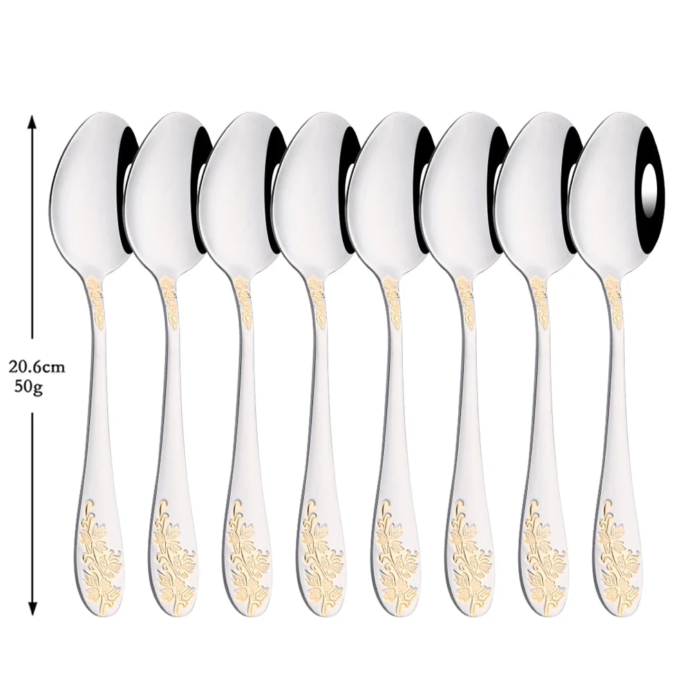 Premium Edelstahl Vintage Western Gold Besteckset 8/32-teilig Geschirrsets Europa CE-zertifiziert Premium Qualitaet Kostenloser Versand