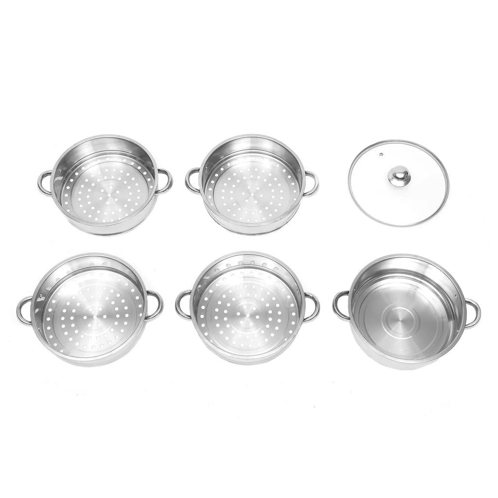 5-stufiger Edelstahl Dampfgarer 26cm Geschirrsets Europa CE-zertifiziert Premium Qualitaet Kostenloser Versand