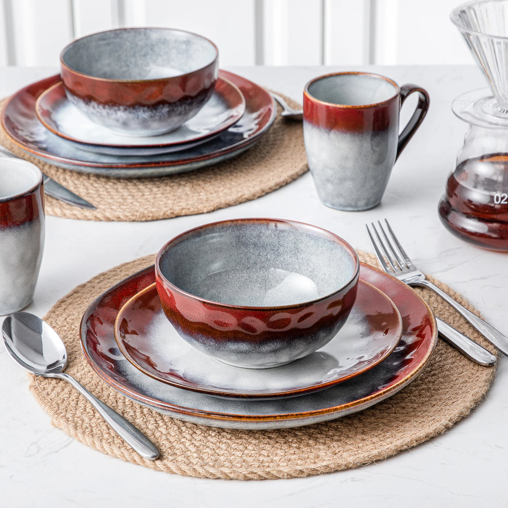 VANCASSO 16/32/48-teiliges Sternen-Geschirrset, Kiln Change Glaze Geschirr-Geschirrservice mit Speiseteller, Dessertteller, Schüssel, Becher Geschirrsets Europa CE-zertifiziert Premium Qualitaet Kostenloser Versand