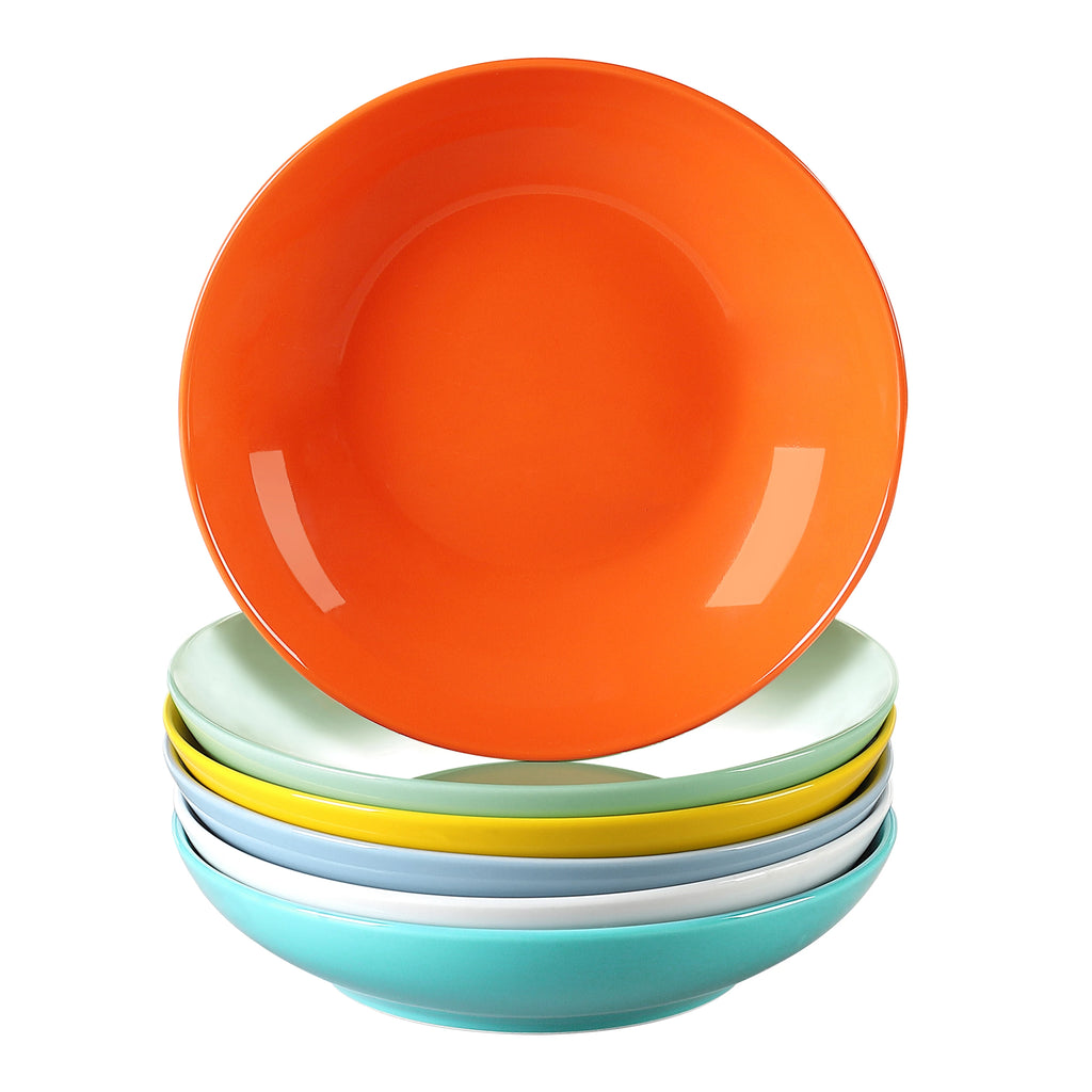 Porzellan MALACASA 6-teiliges 500 ml Keramik-Suppenteller-Set aus weißem Porzellan für Obst/Nudeln/Ramen/Ceral Bowl Service für 6/12 8 Farben Geschirrsets Europa CE-zertifiziert Premium Qualitaet Kostenloser Versand