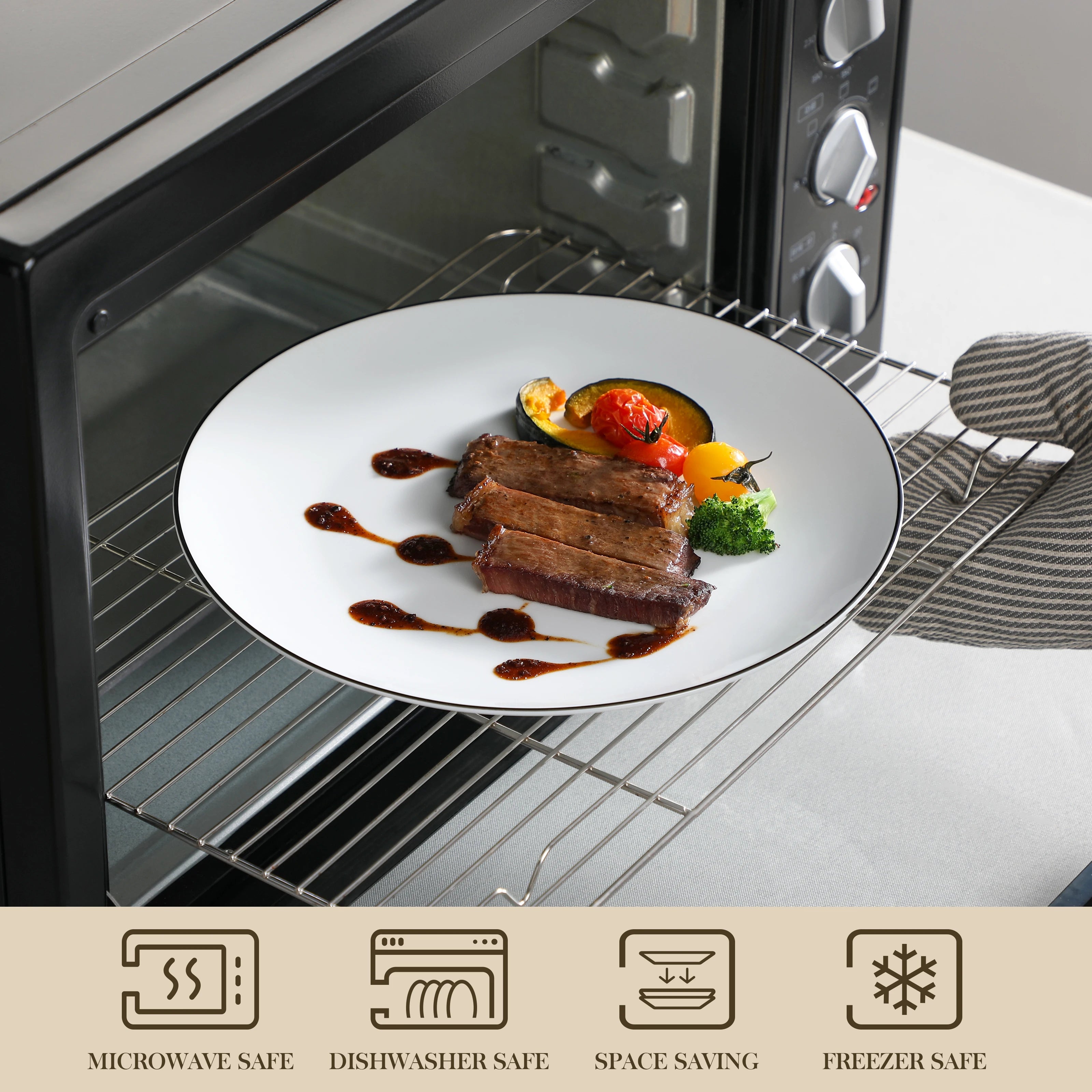 MALACASA AMELIA 24/48-teiliges Porzellan-Teller-Set mit 12 x Suppen-Essteller, Geschirrset, Service für 12/24 Personen Geschirrsets Europa CE-zertifiziert Premium Qualitaet Kostenloser Versand