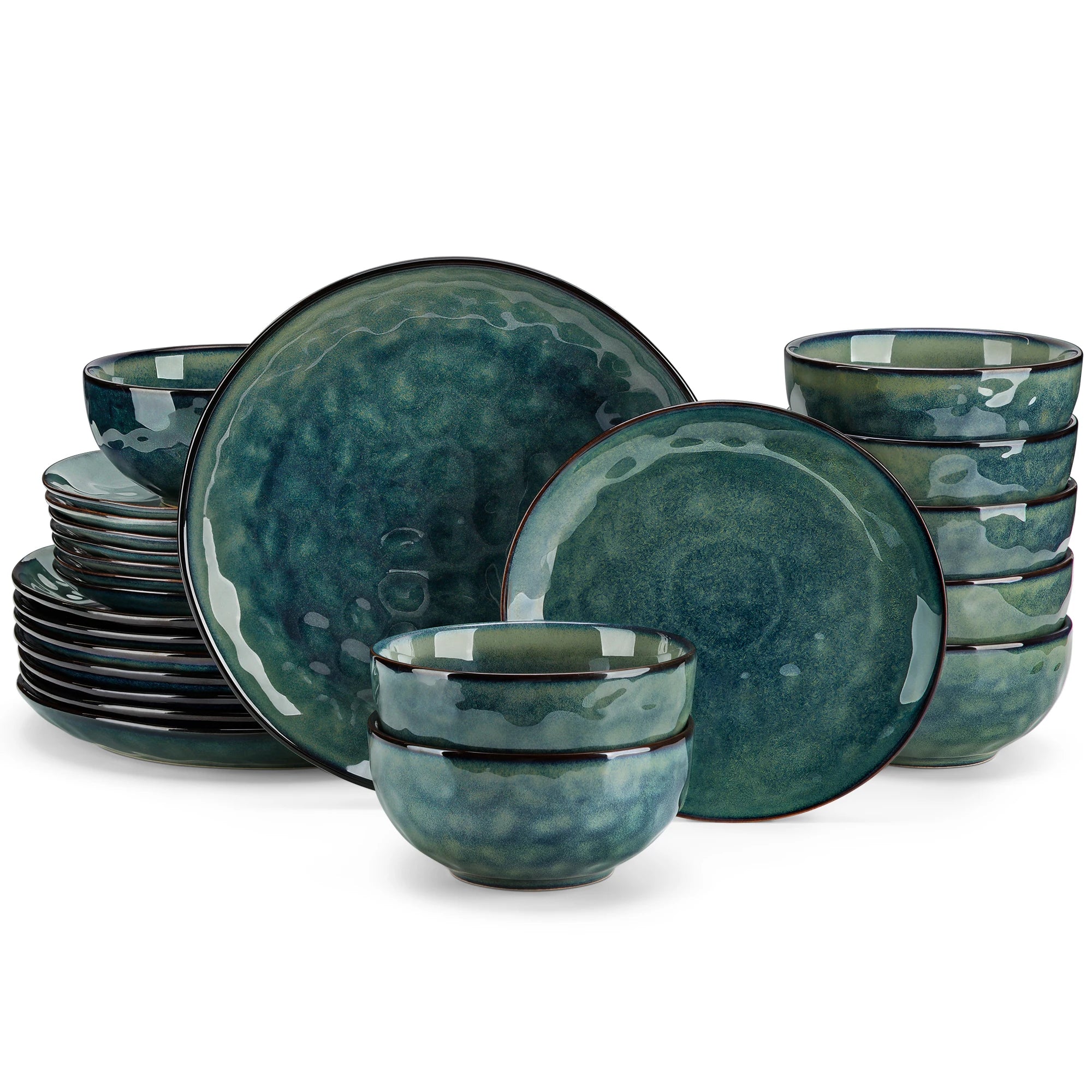 Vancasso Keramik-Teller-Set 12/24-teilig Gelbe Reaktivglasur – Vertikale Kante Geschirrsets Europa CE-zertifiziert Premium Qualitaet Kostenloser Versand