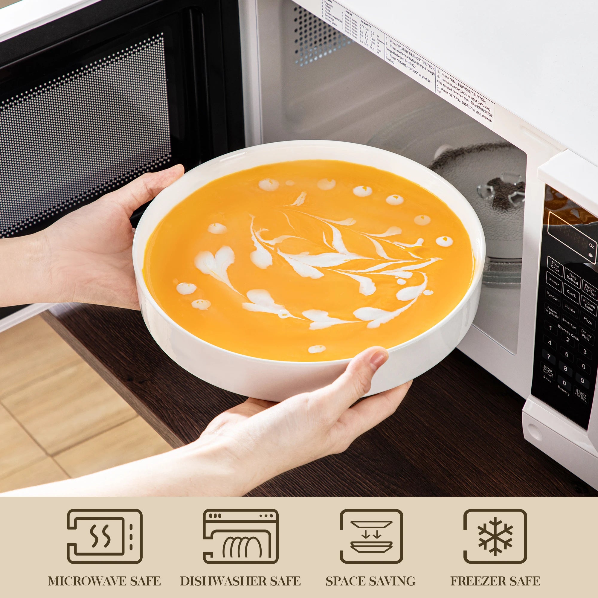 MALACASA 12/16/18/24-teiliges Speiseteller-Set, schwarzer Rand, halbstehende Kante, Geschirr mit 4/6 Stück Speiseteller/Dessert/Suppe/Schüssel Geschirrsets Europa CE-zertifiziert Premium Qualitaet Kostenloser Versand