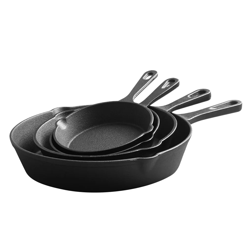 4-teiliges Gusseisen Wok-Set Geschirrsets Europa CE-zertifiziert Premium Qualitaet Kostenloser Versand