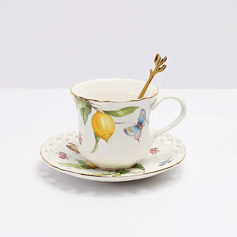 Premium Keramikteller Europäischer Stil mit Zitronenmuster – Elegantes Geschirr-Set Geschirrsets Europa CE-zertifiziert Premium Qualitaet Kostenloser Versand